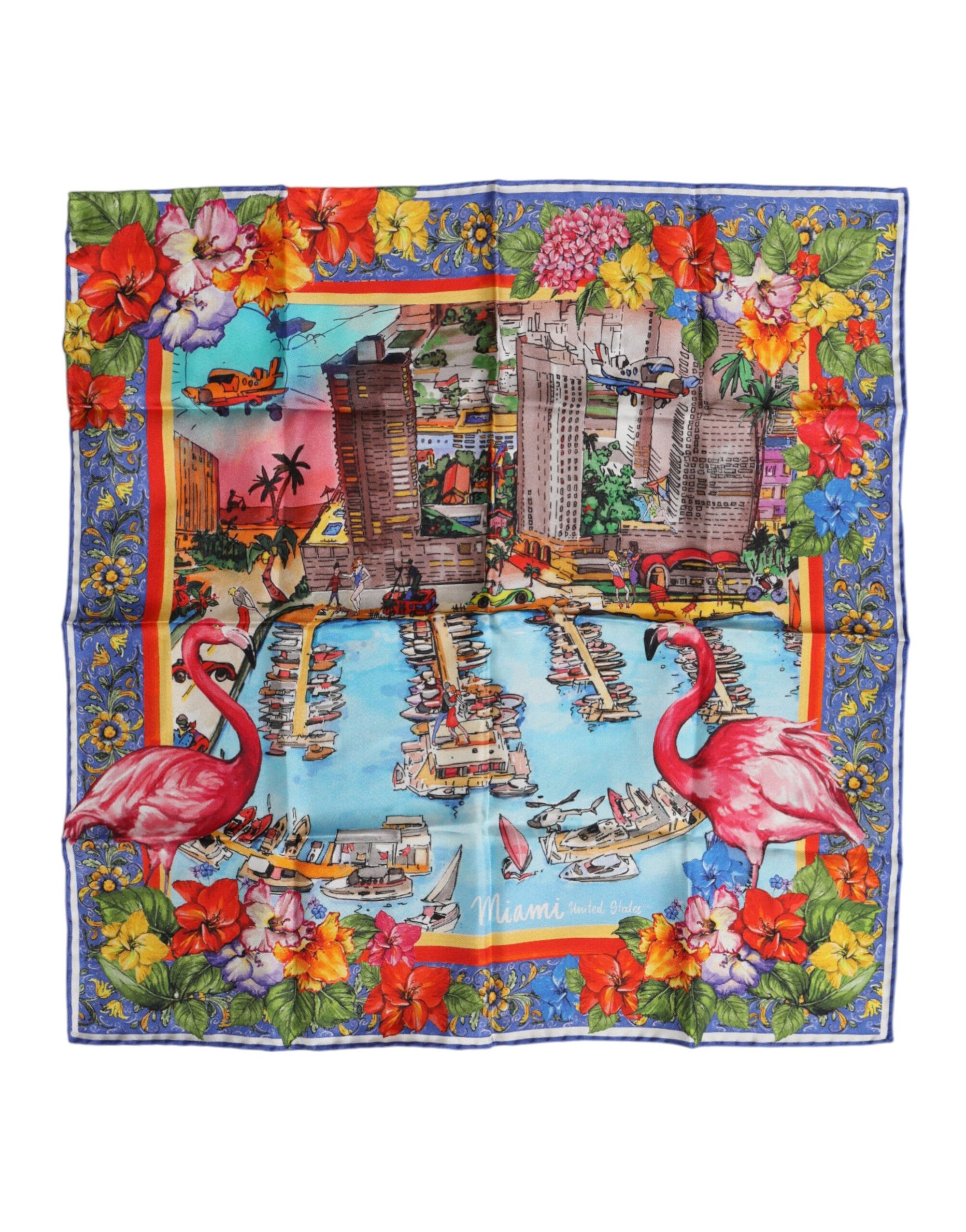 Dolce & Gabbana Multicolor Graphic Print Square Foulard Scarf