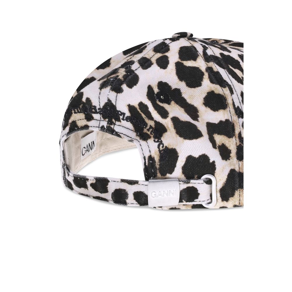 Ganni Leopard Baseball Hat