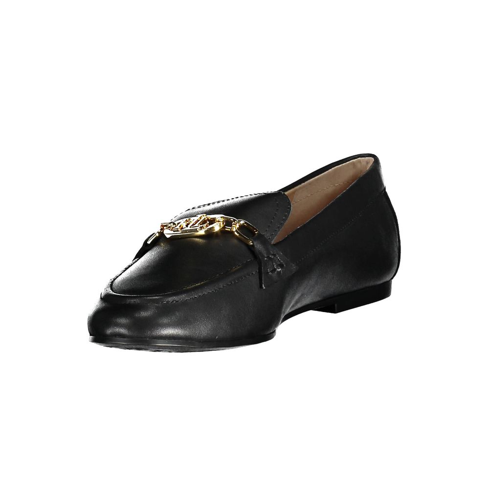 Ralph Lauren Black Leather Flat Shoe