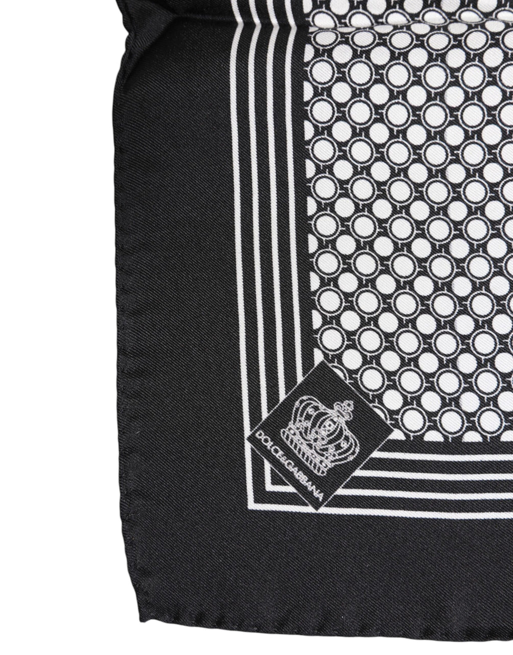 Dolce & Gabbana Black White Patterned Square Men Foulard Scarf