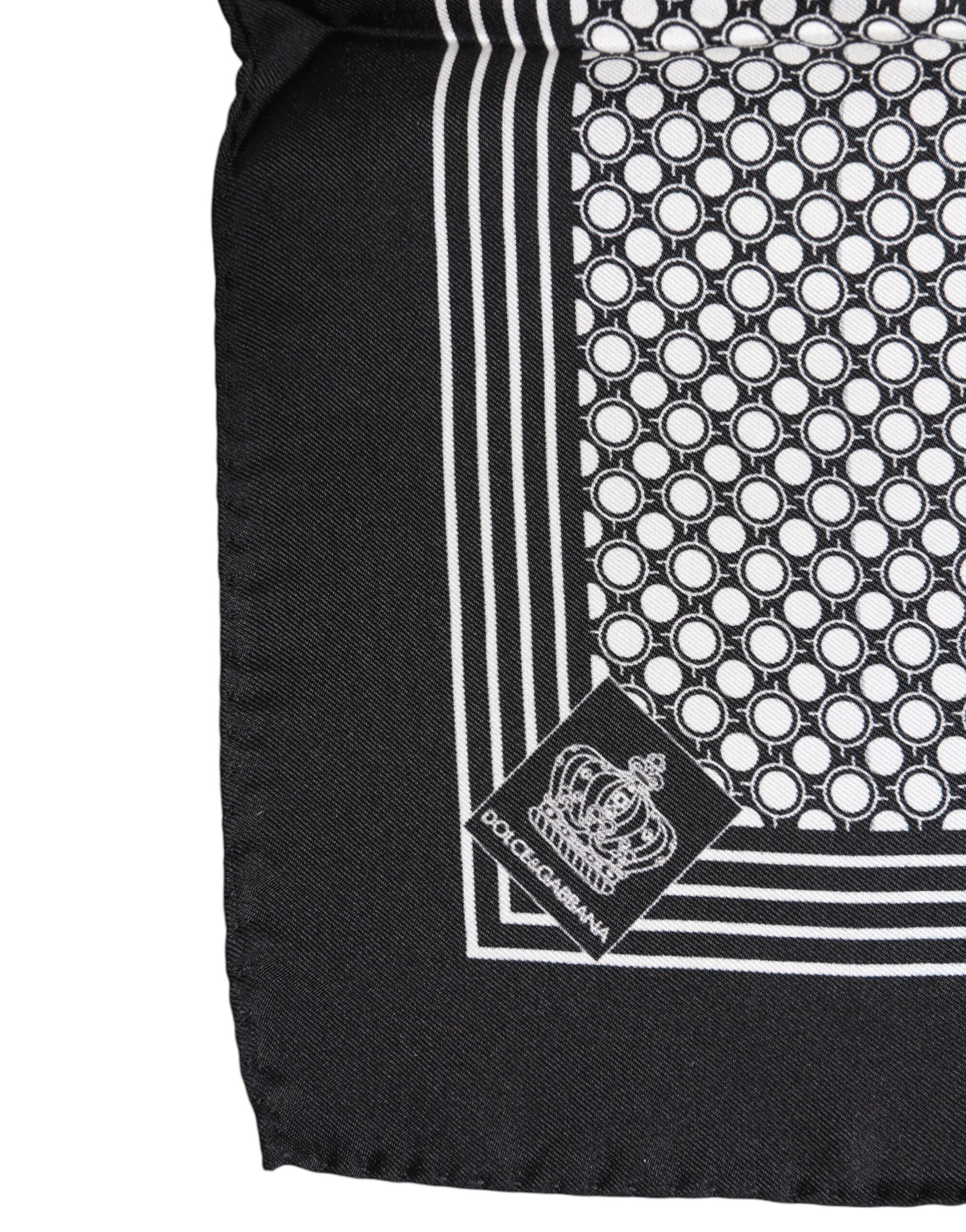Dolce & Gabbana Black White Patterned Square Men Foulard Scarf