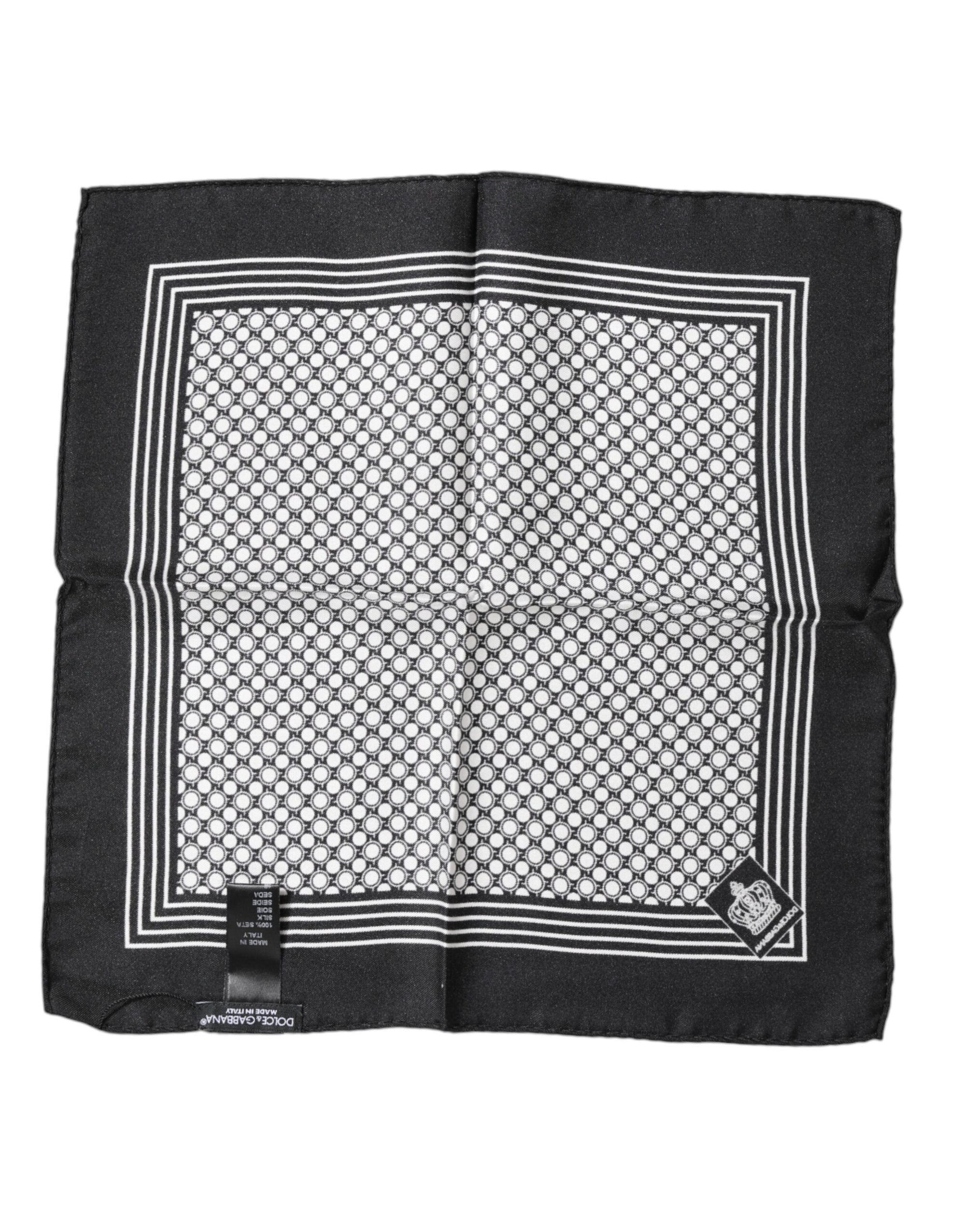 Dolce & Gabbana Black White Patterned Square Men Foulard Scarf