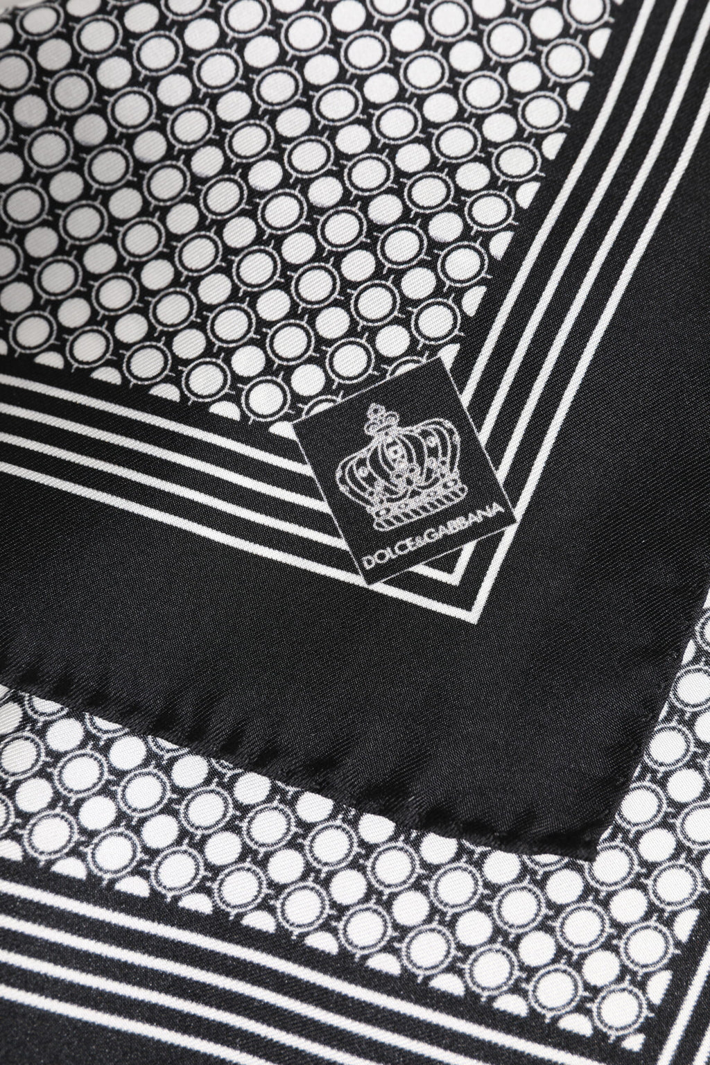 Dolce & Gabbana Black White Patterned Square Men Foulard Scarf