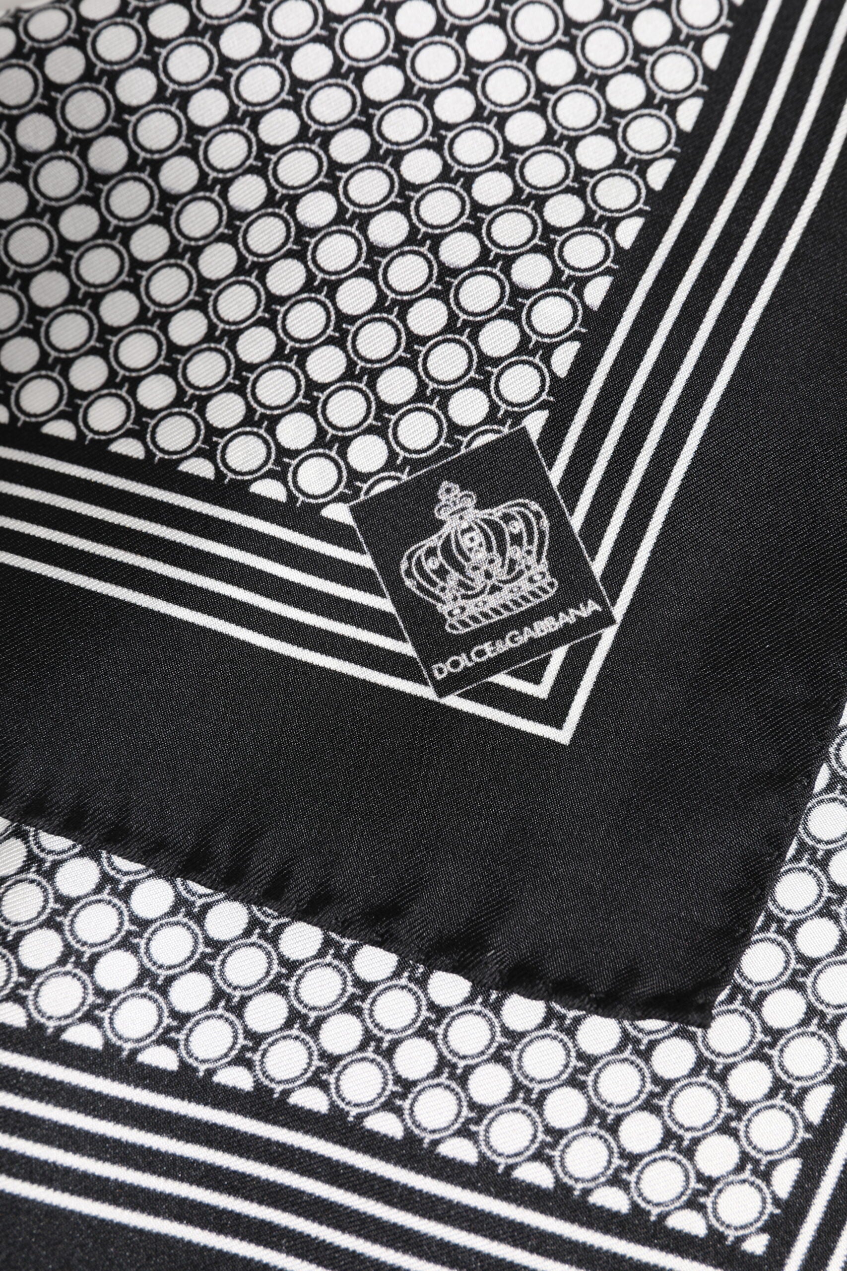 Dolce & Gabbana Black White Patterned Square Men Foulard Scarf
