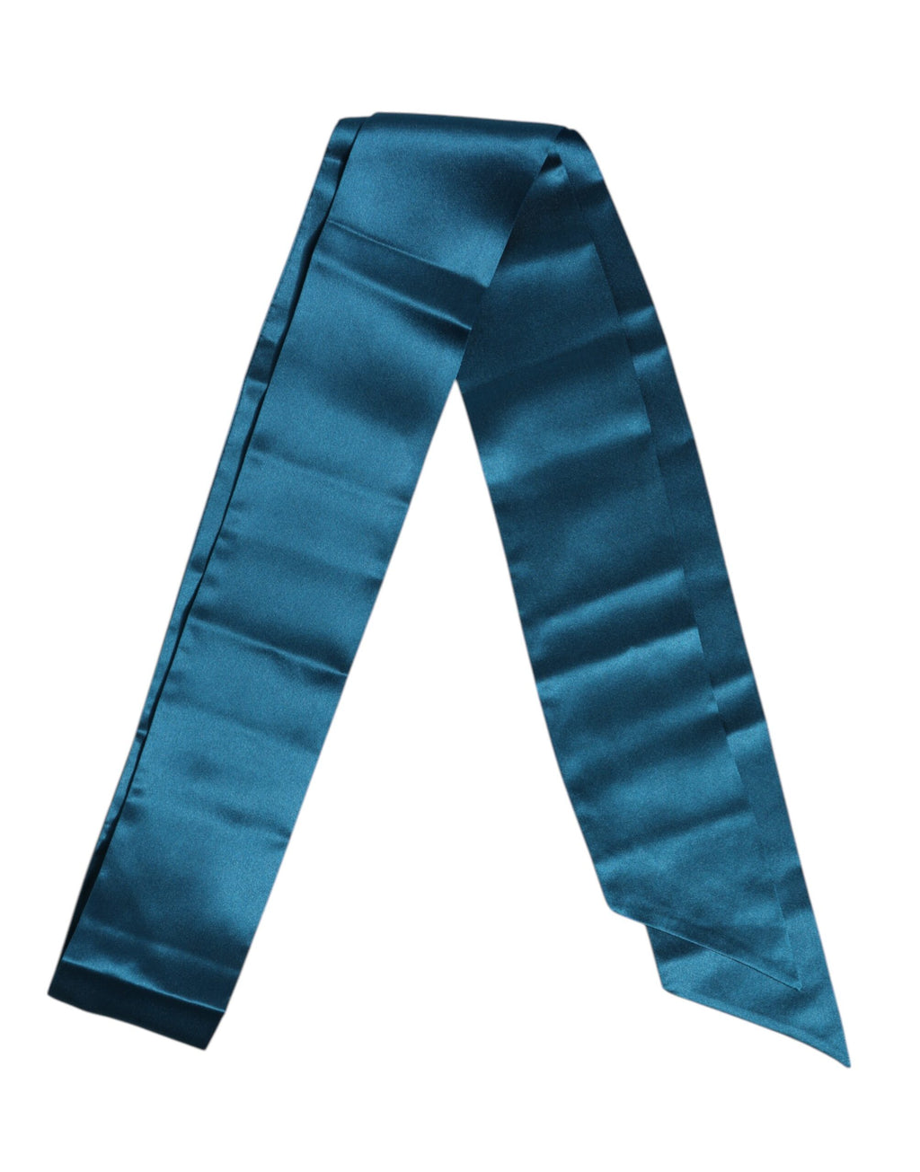 Dolce & Gabbana Blue Satin Silk Skinny Foulard Wrap Scarf