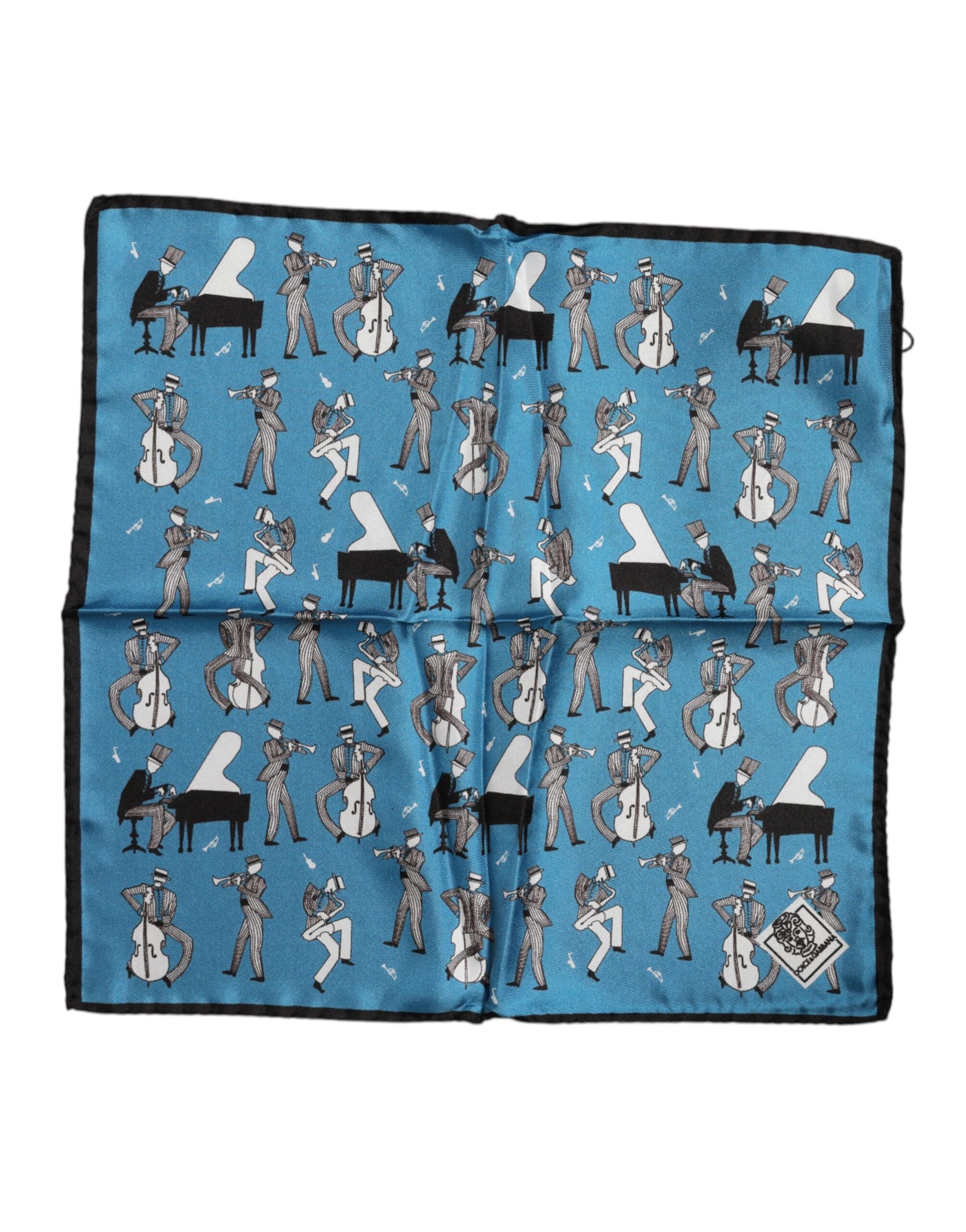 Dolce & Gabbana Blue Jazz Club Silk Square Men Foulard Scarf