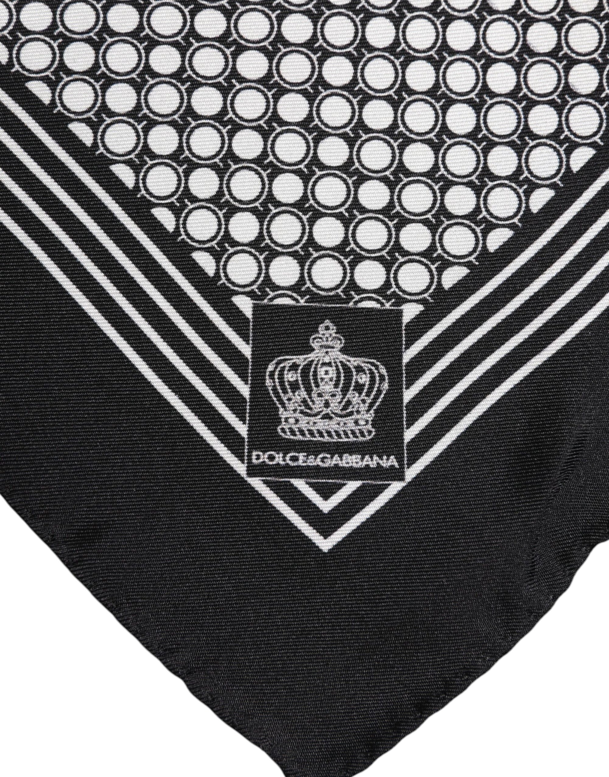 Dolce & Gabbana Black White Patterned Square Men Foulard Scarf