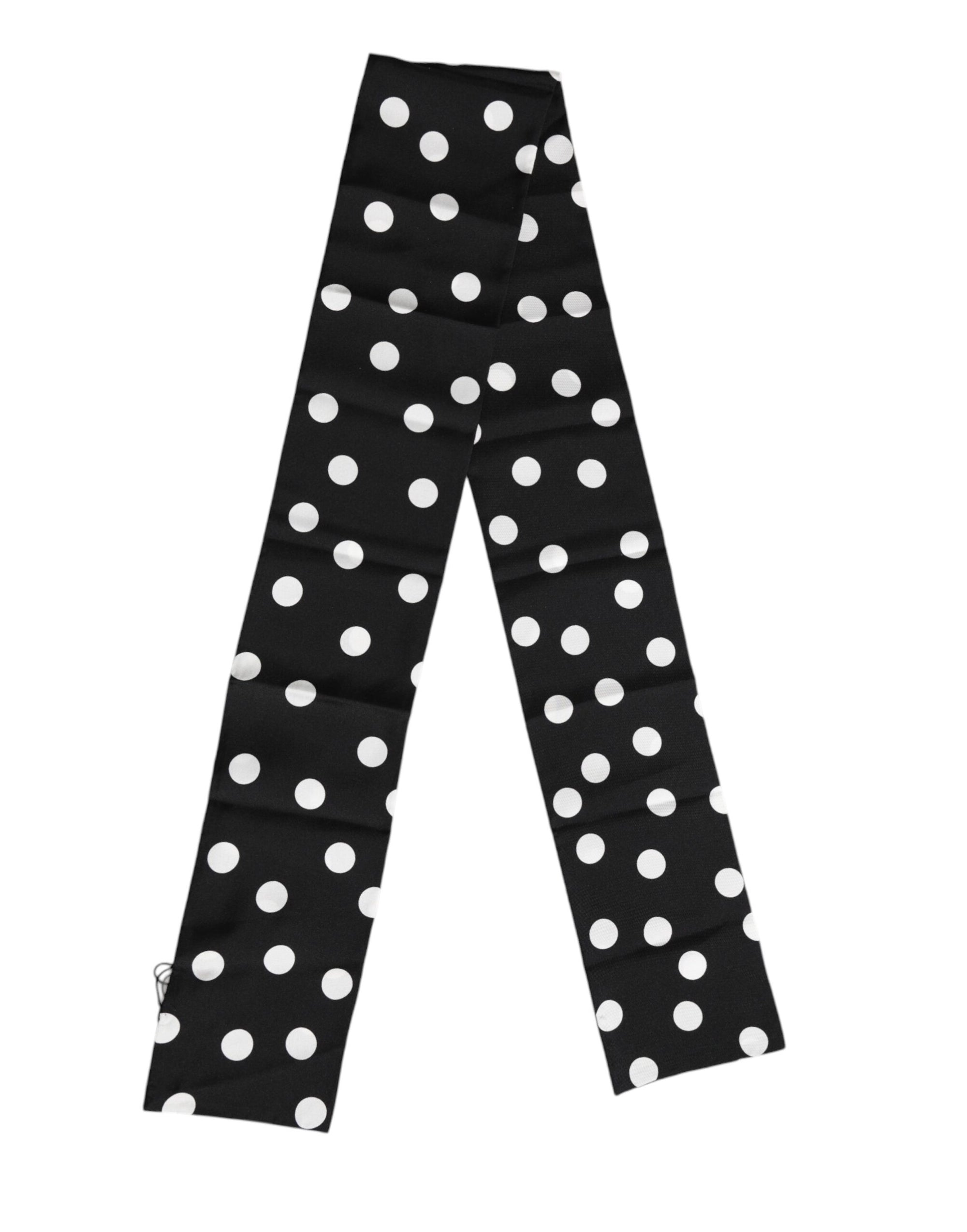 Dolce & Gabbana Black White Polka Dot Silk Men Foulard Scarf