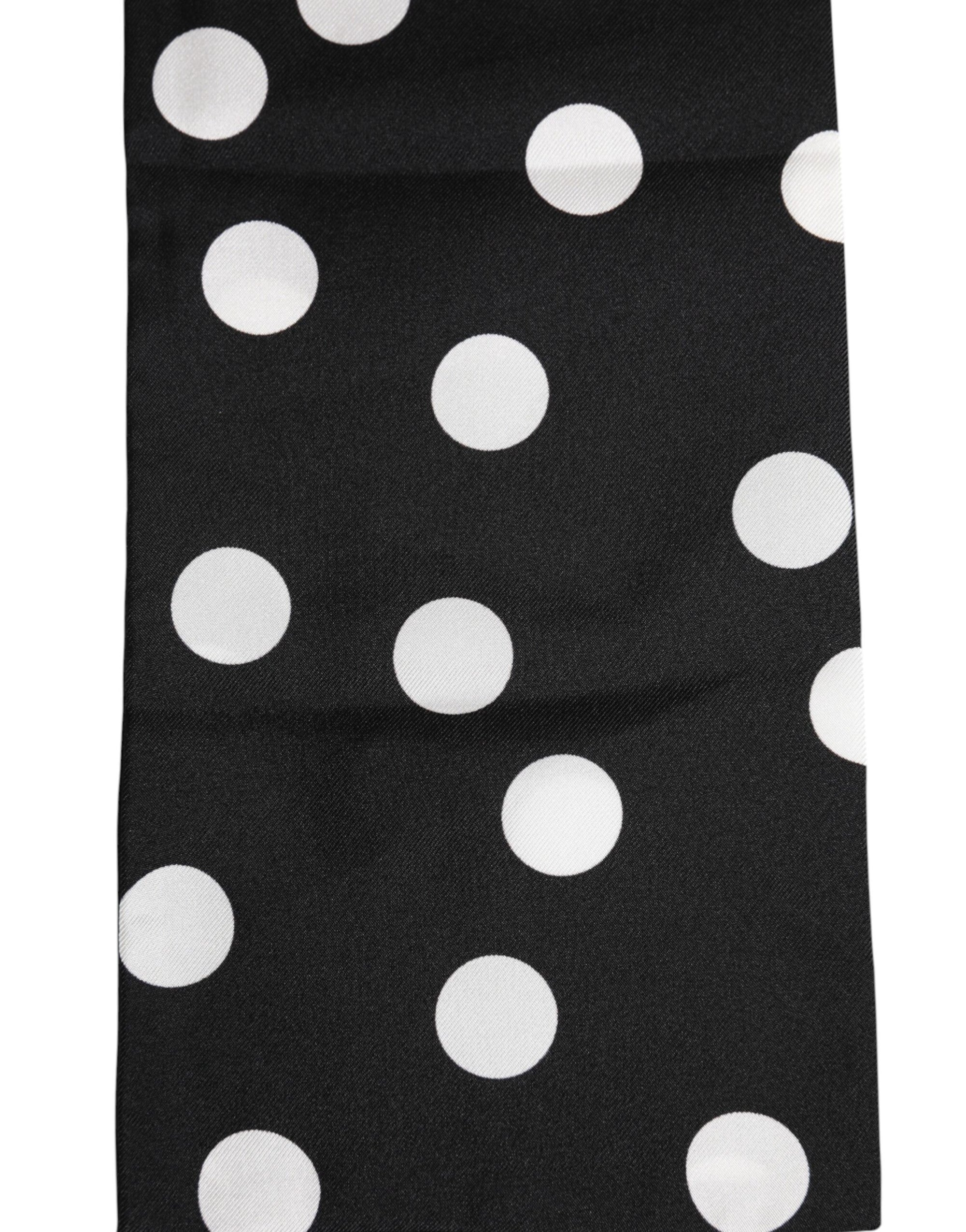 Dolce & Gabbana Black White Polka Dot Silk Men Foulard Scarf
