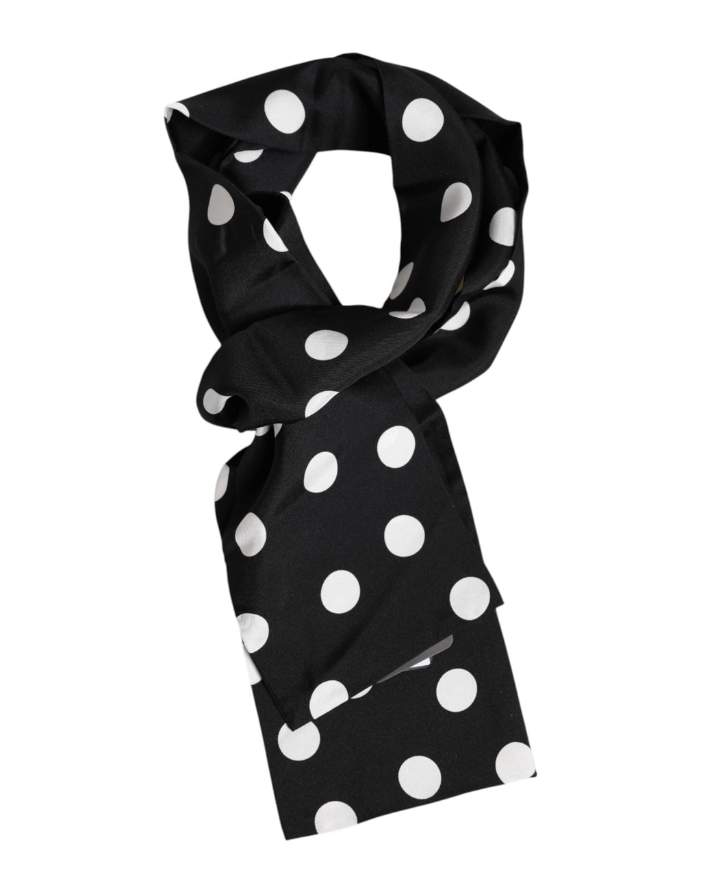 Dolce & Gabbana Black White Polka Dot Silk Men Foulard Scarf