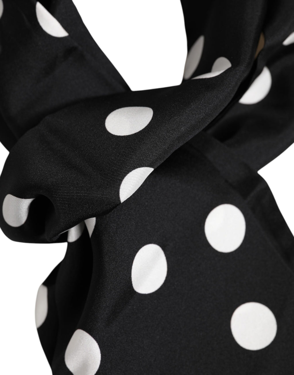 Dolce & Gabbana Black White Polka Dot Silk Men Foulard Scarf