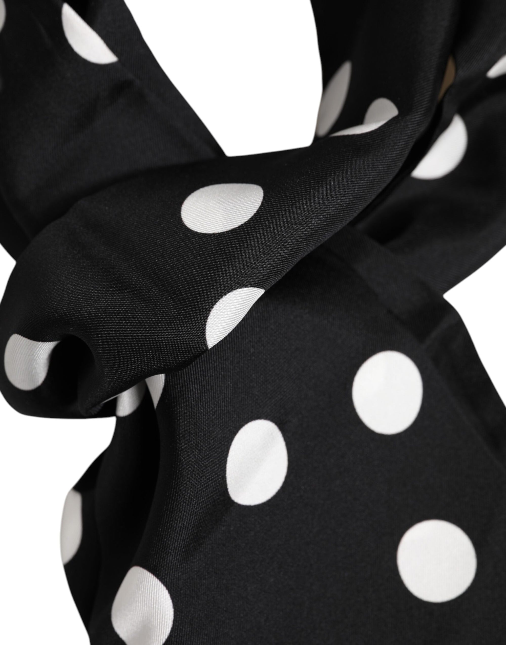Dolce & Gabbana Black White Polka Dot Silk Men Foulard Scarf