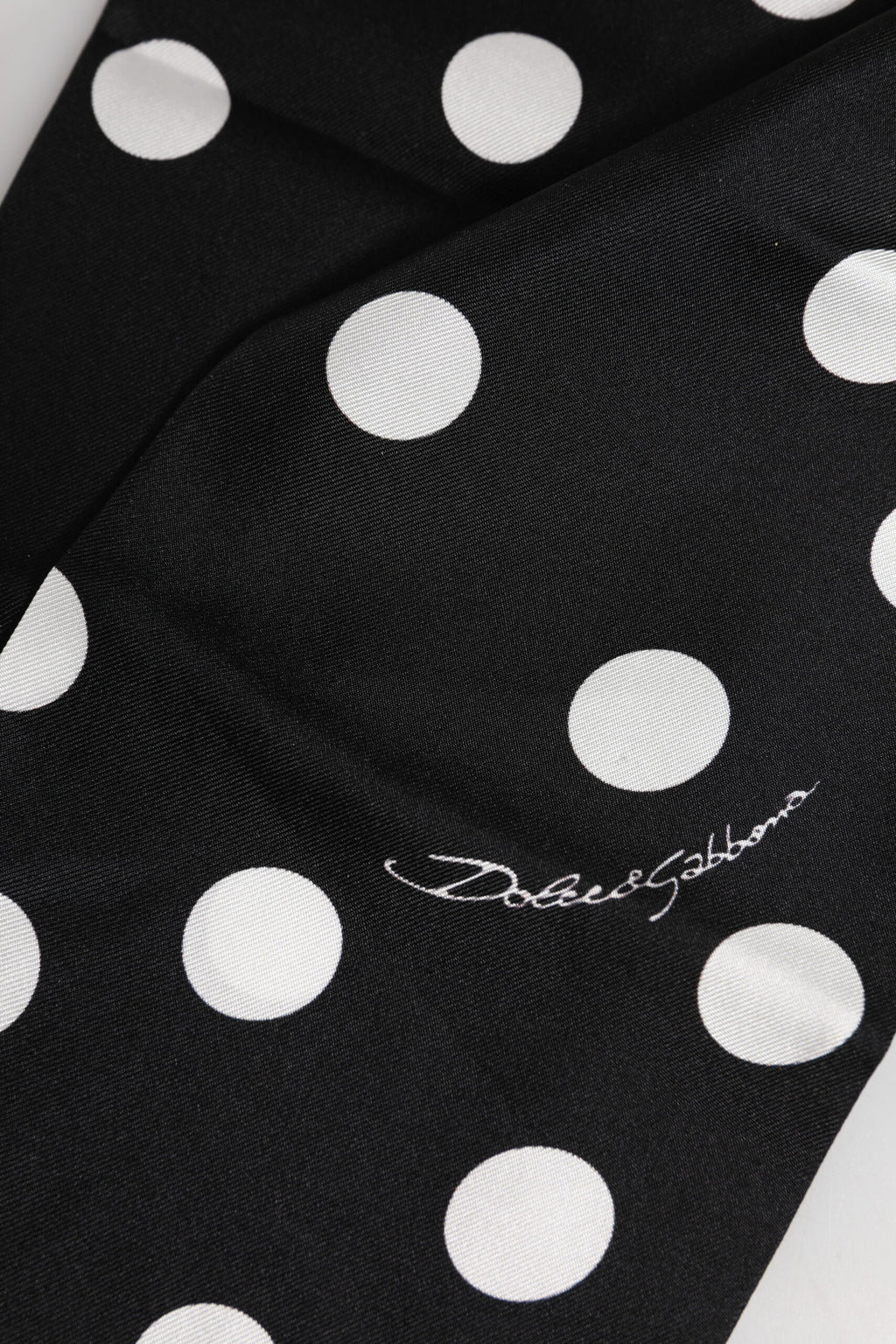 Dolce & Gabbana Black White Polka Dot Silk Men Foulard Scarf