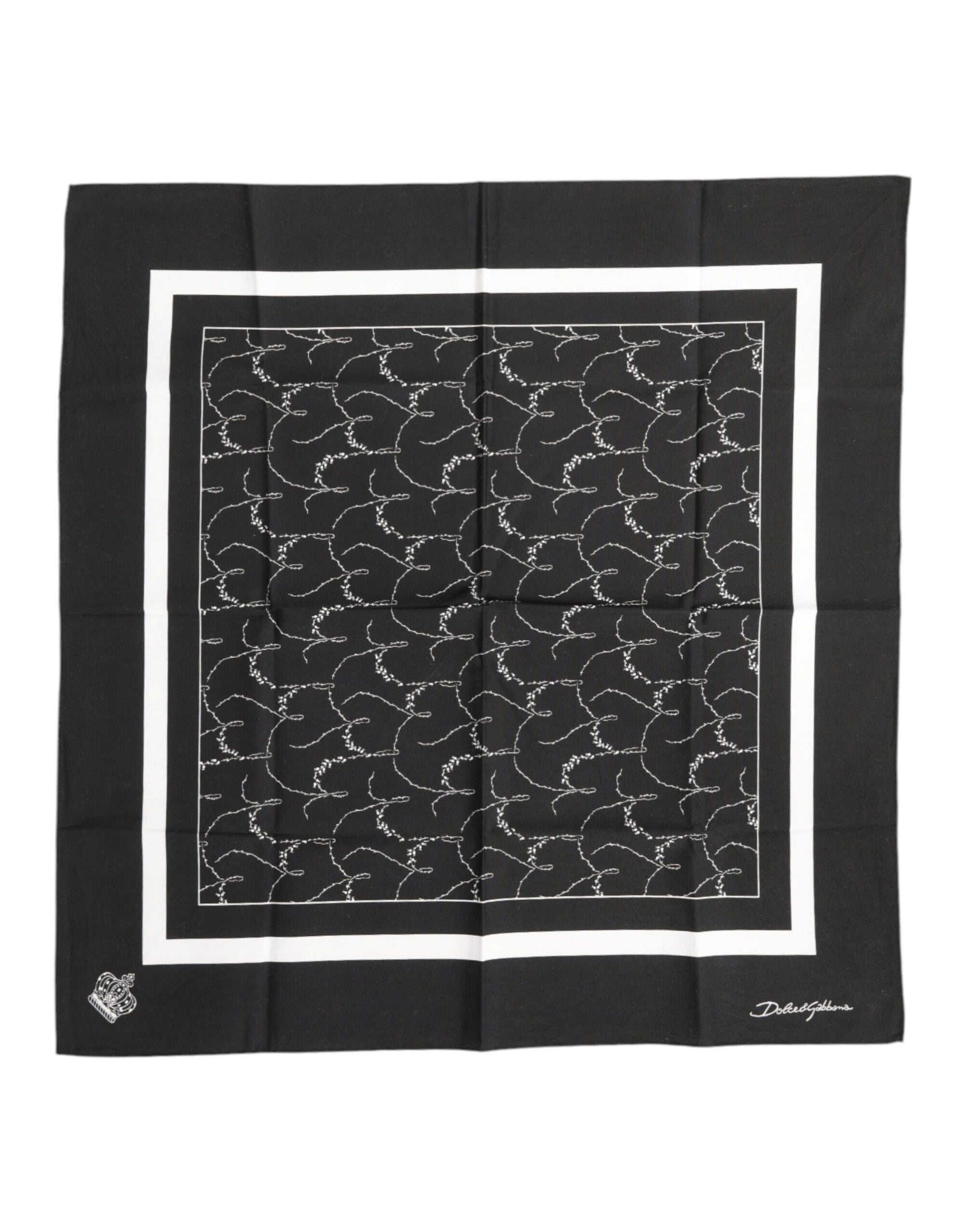 Dolce & Gabbana Black White Printed Square Foulard Scarf