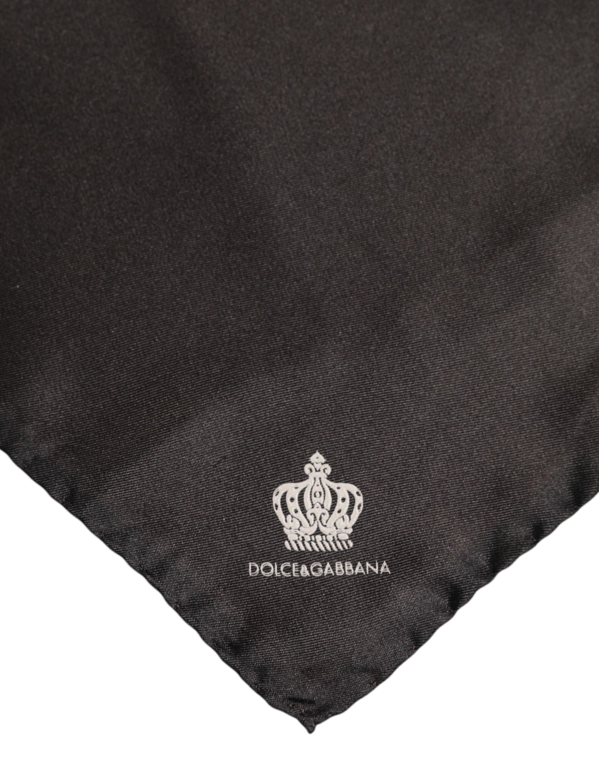 Dolce & Gabbana Brown DG Crown Silk Square Men Foulard Scarf