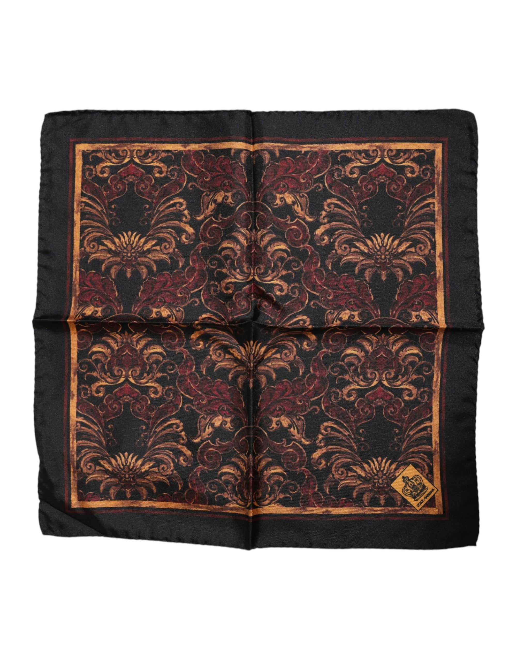 Dolce & Gabbana Black Floral Silk Square Men Foulard Scarf