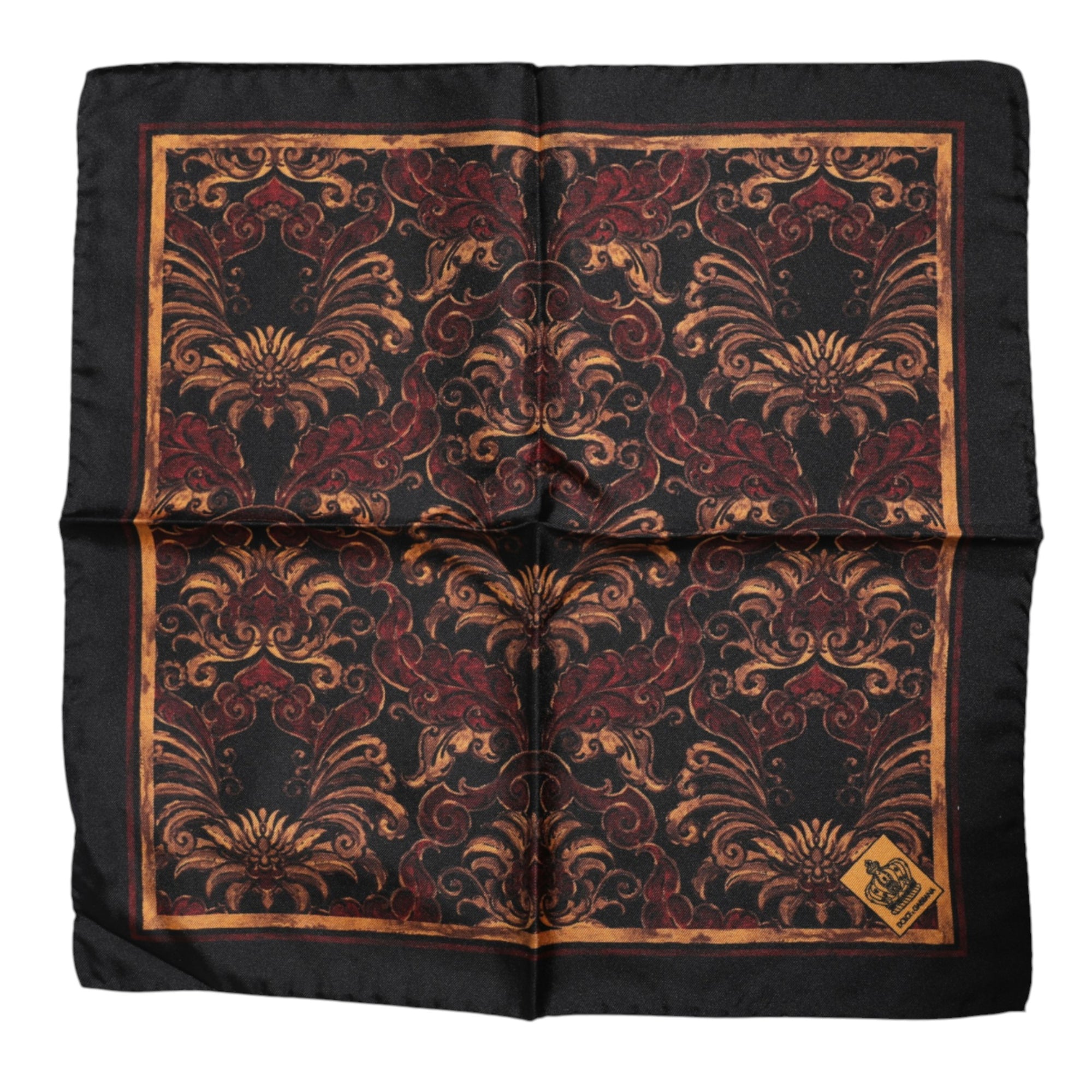 Dolce & Gabbana Black Floral Silk Square Men Foulard Scarf
