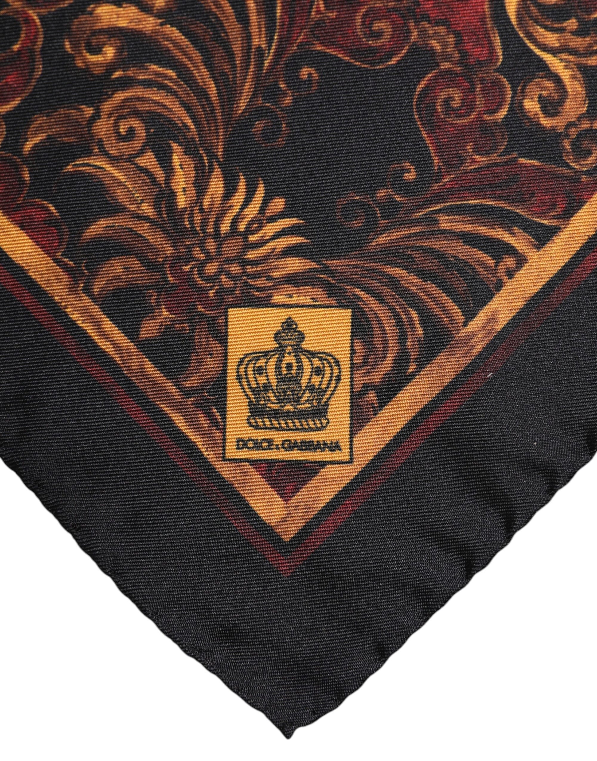 Dolce & Gabbana Black Floral Silk Square Men Foulard Scarf