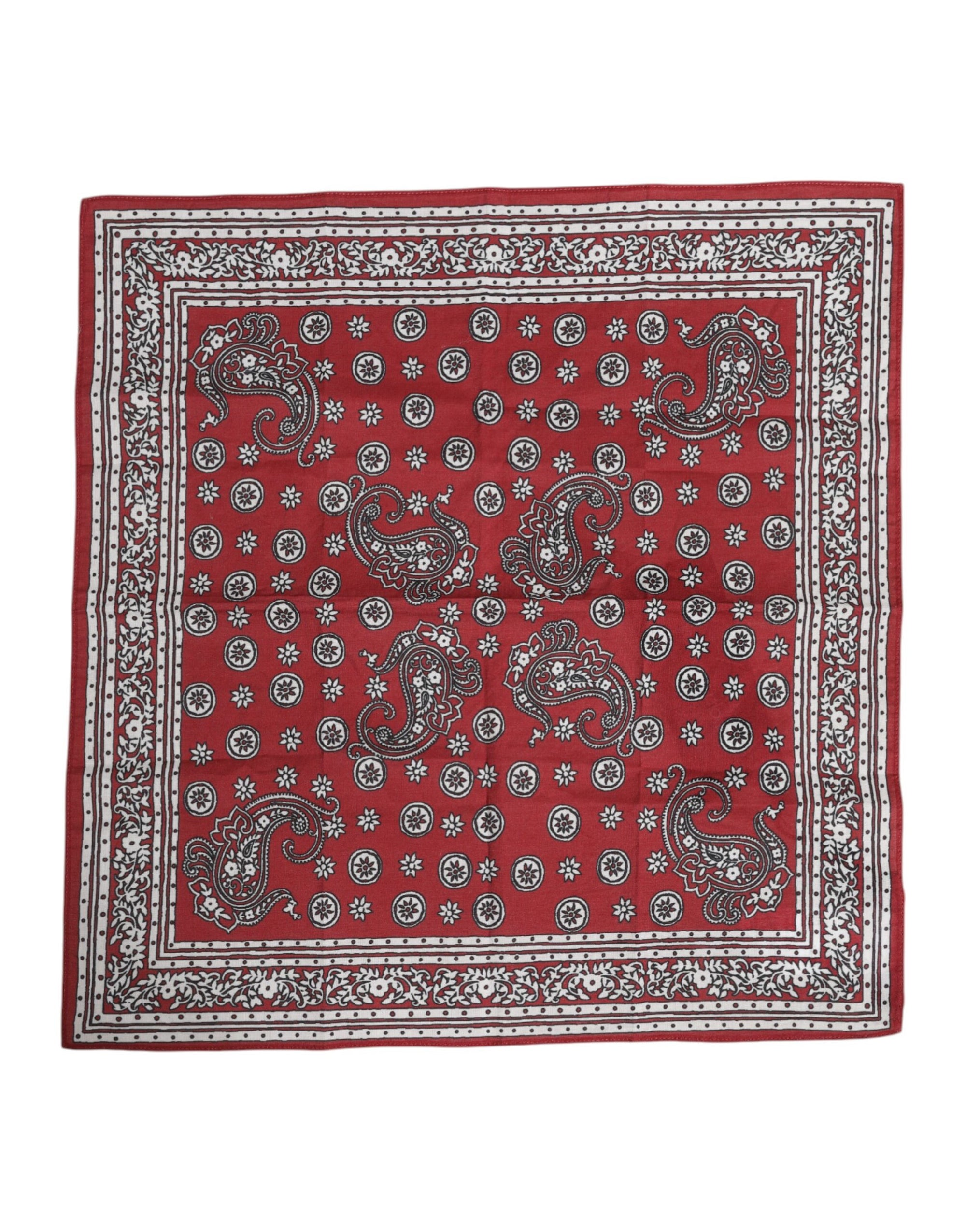 Dolce & Gabbana Red Floral Cotton Square Foulard Scarf