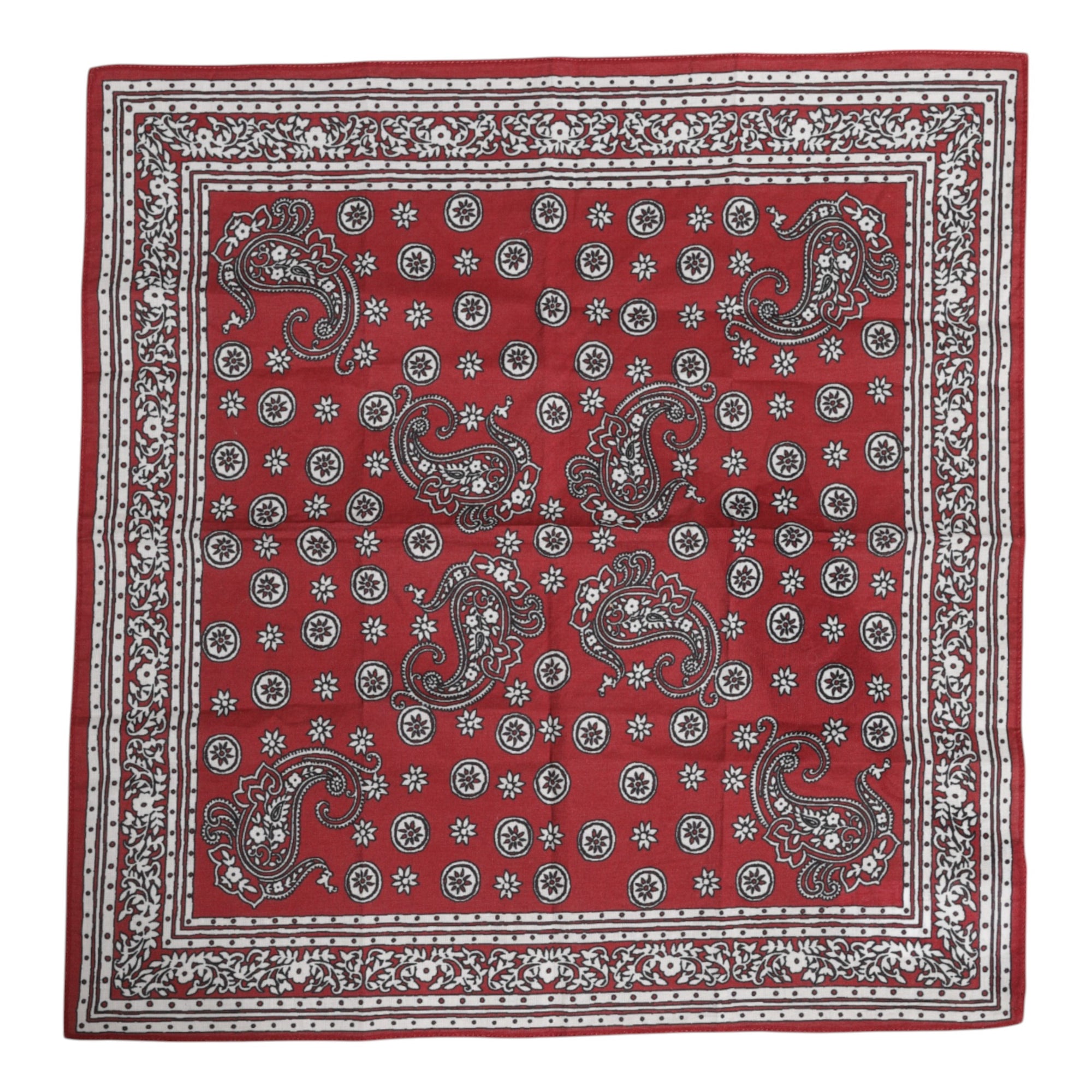 Dolce & Gabbana Red Floral Cotton Square Foulard Scarf