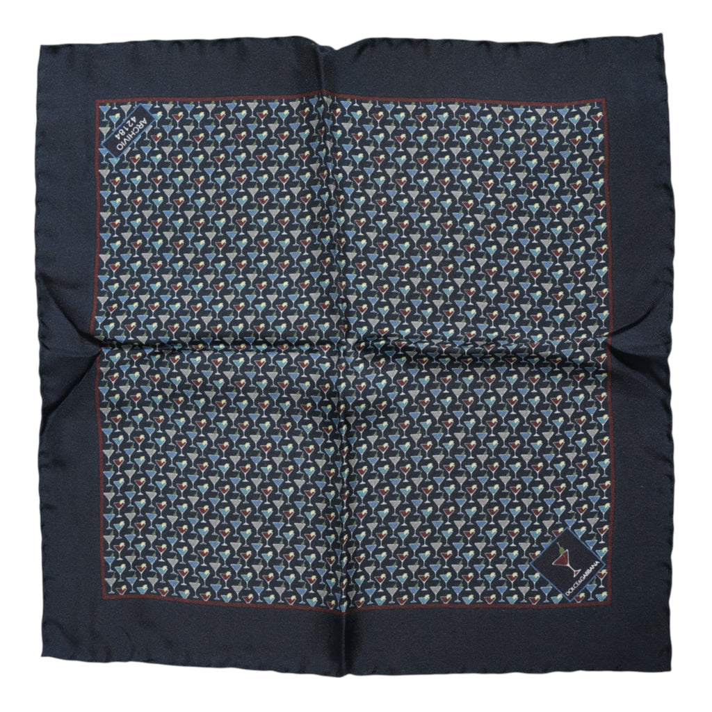 Dolce & Gabbana Blue Cocktail Silk Square Foulard Scarf