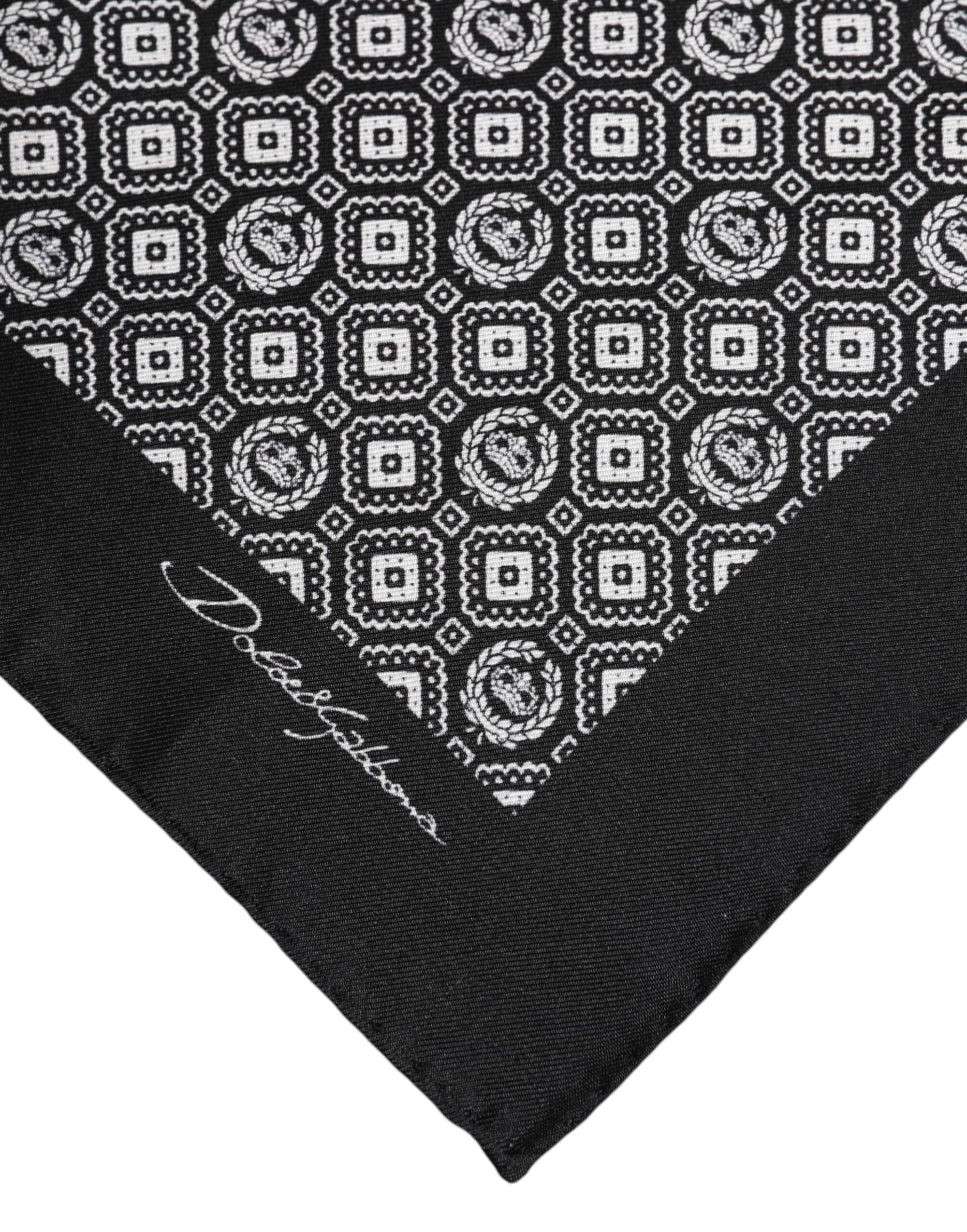 Dolce & Gabbana Black White Patterned Square Foulard Scarf