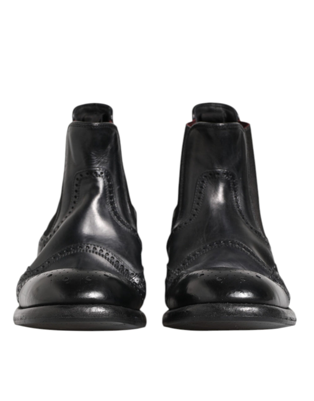 Dolce & Gabbana Black Leather Ankle Boots Slip On Shoes