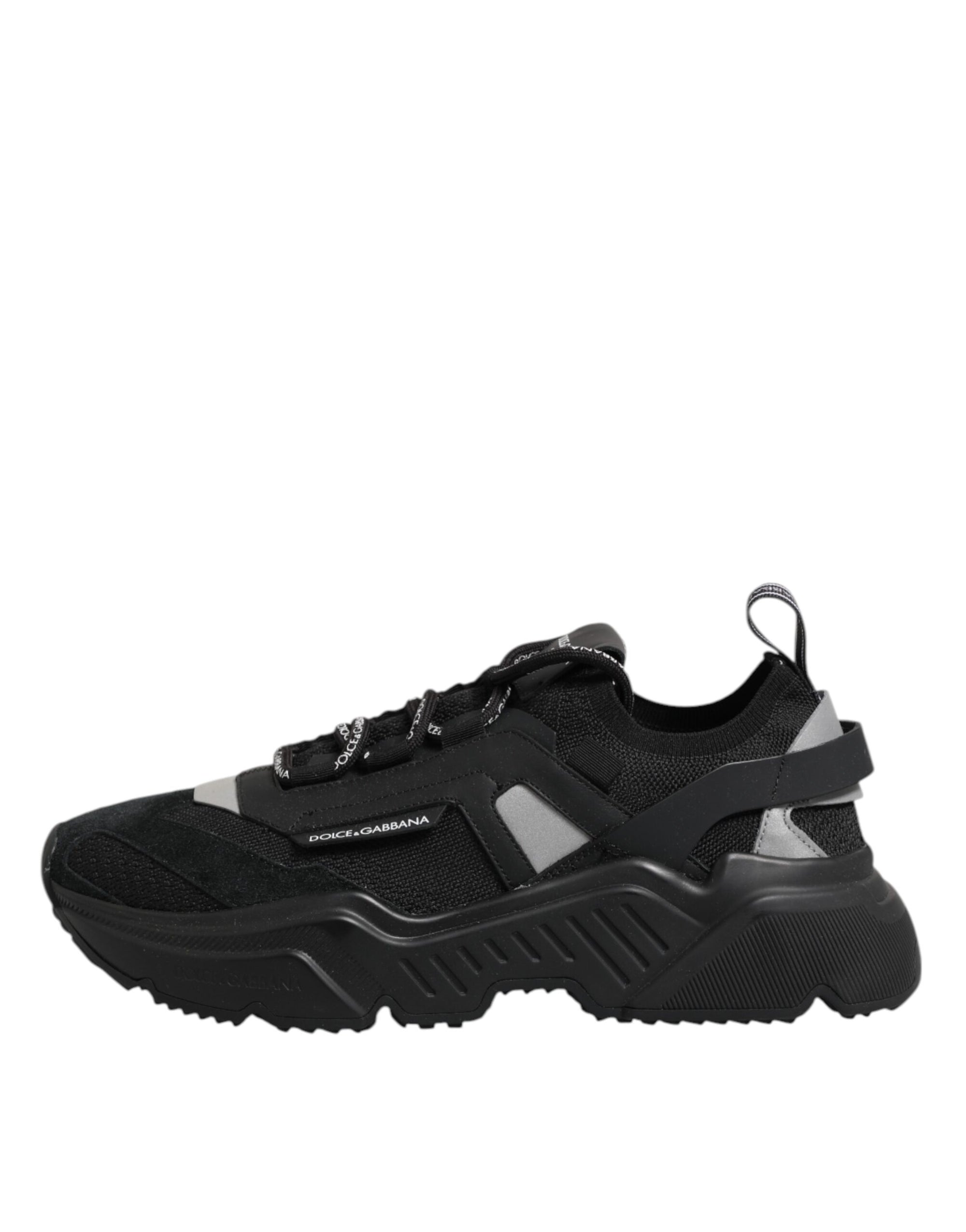 Dolce & Gabbana Black Leather Daymaster Low Top Sneakers Shoes