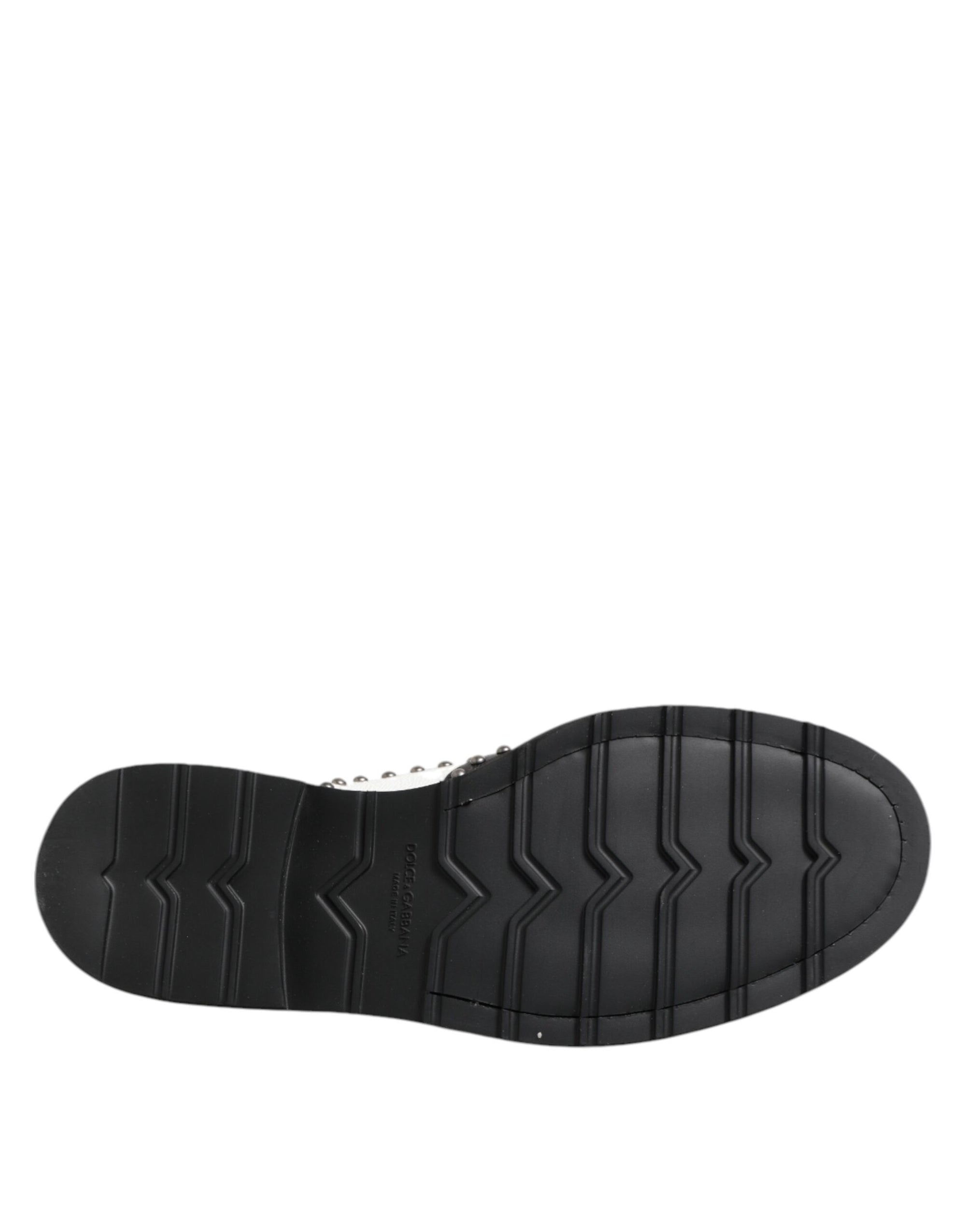 Dolce & Gabbana Black White Leather Studded Dreby Dress Shoes
