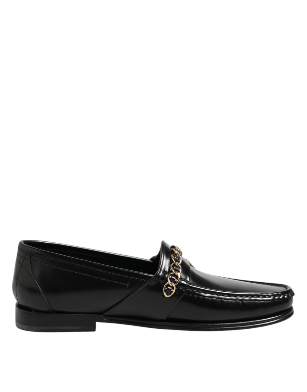 Dolce & Gabbana Black Leather Chain Slip On Loafers Men Dress Shoes