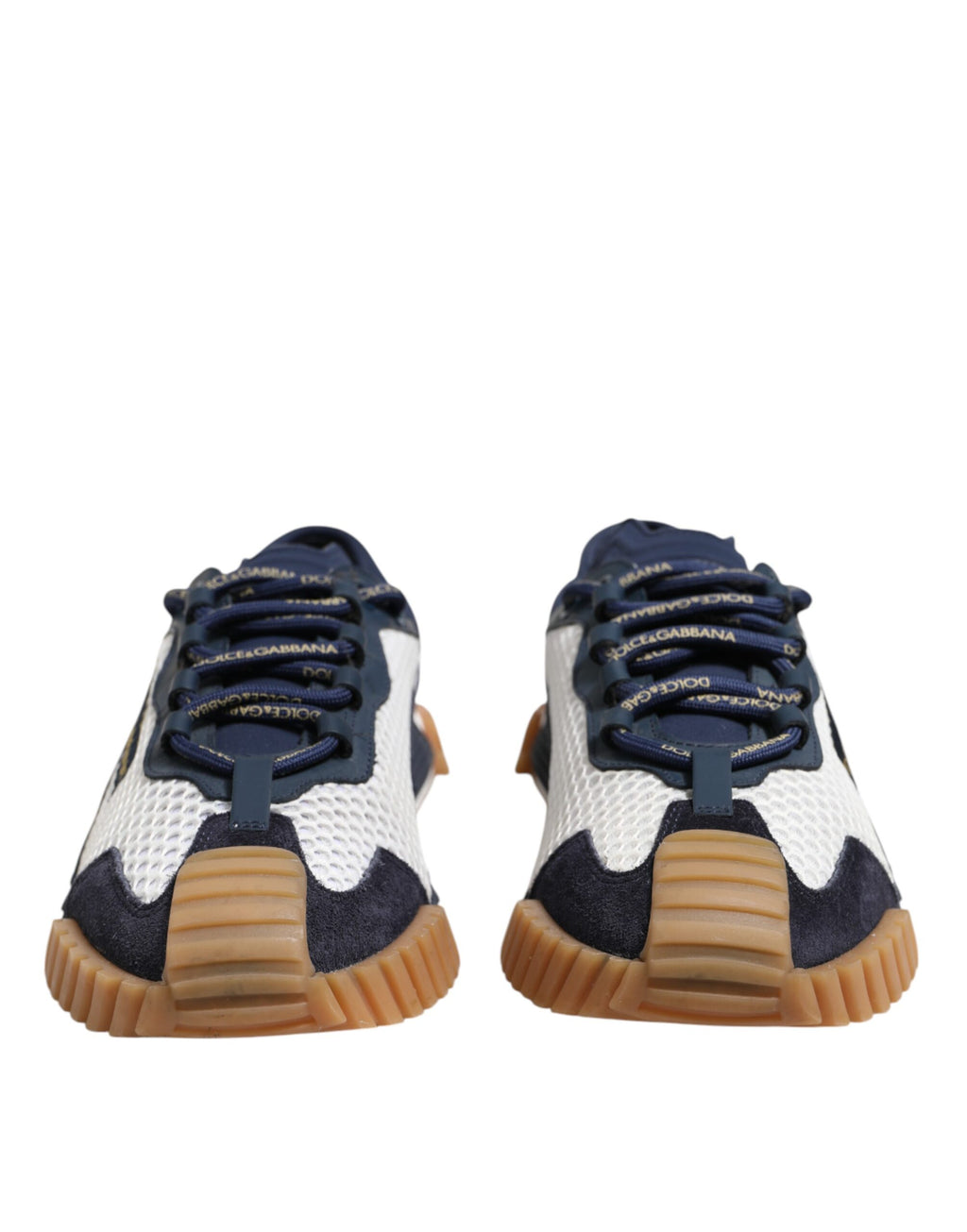 Dolce & Gabbana White Blue Lace Up Low Top NS1 Sneakers Shoes