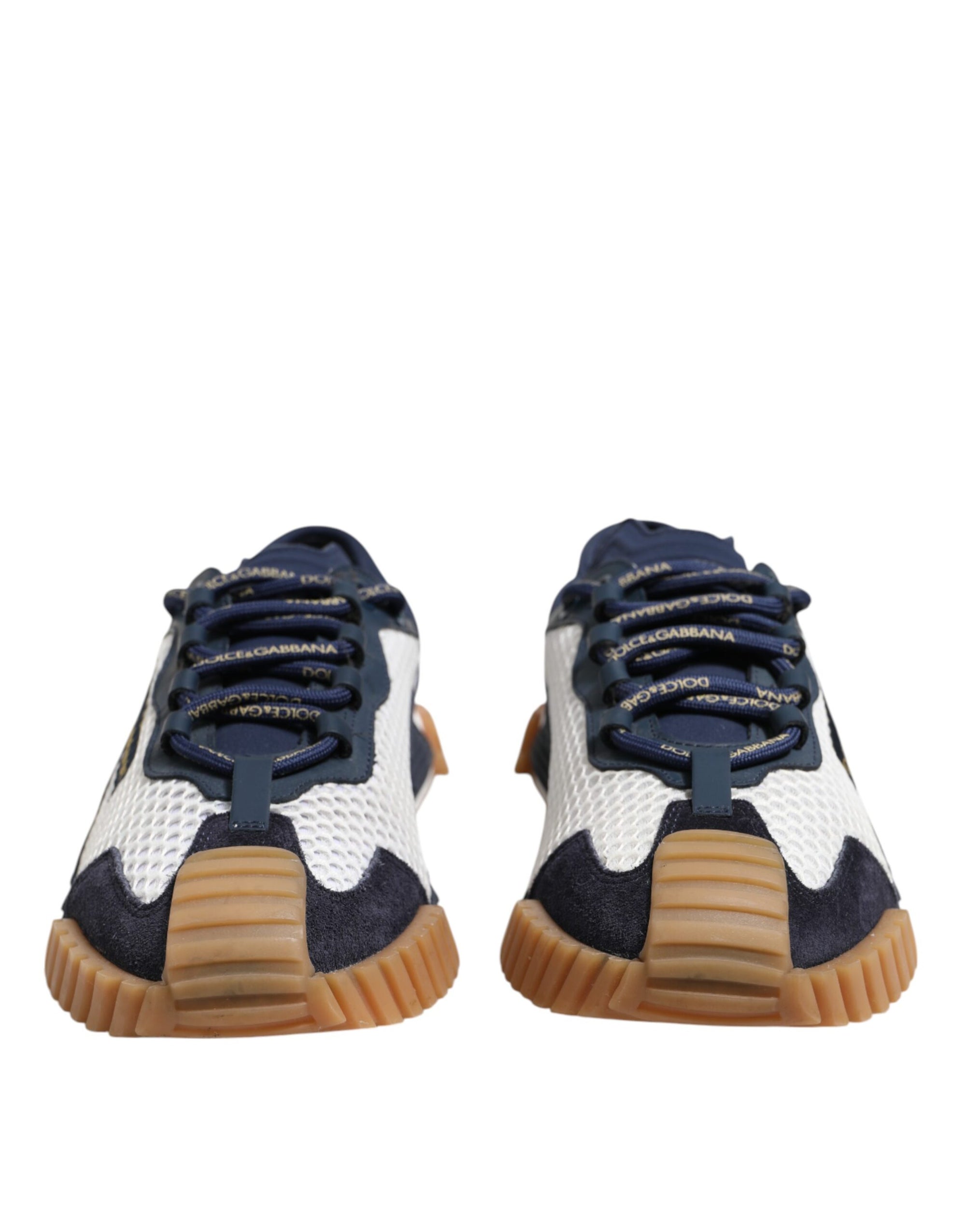 Dolce & Gabbana White Blue Lace Up Low Top NS1 Sneakers Shoes