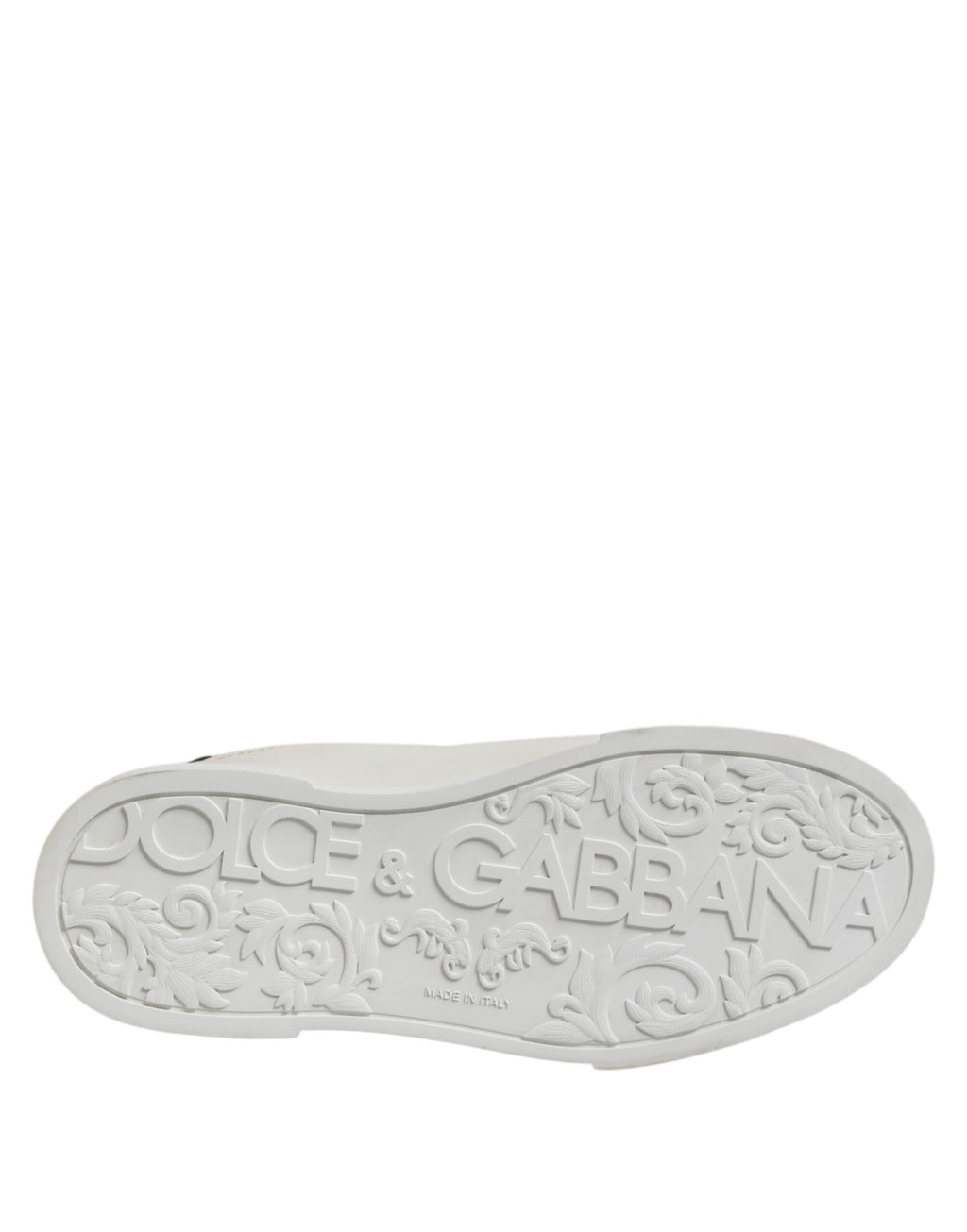 Dolce & Gabbana White Black Leather Lace Up Sneakers Shoes