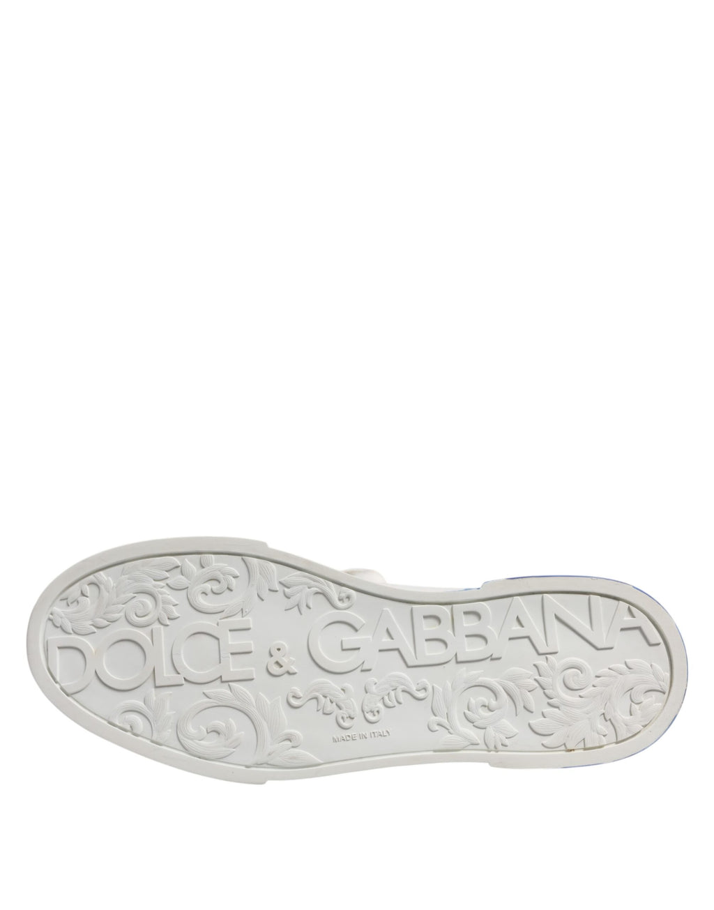 Dolce & Gabbana White Blue Logo Low Top Leather Sneakers Shoes