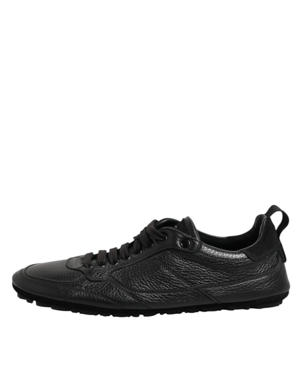 Dolce & Gabbana Black Leather Lace Up Low Top Sneakers Shoes