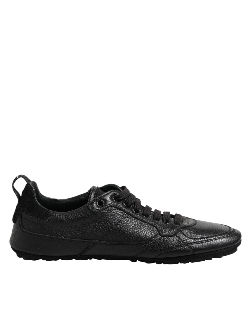 Dolce & Gabbana Black Leather Lace Up Low Top Sneakers Shoes