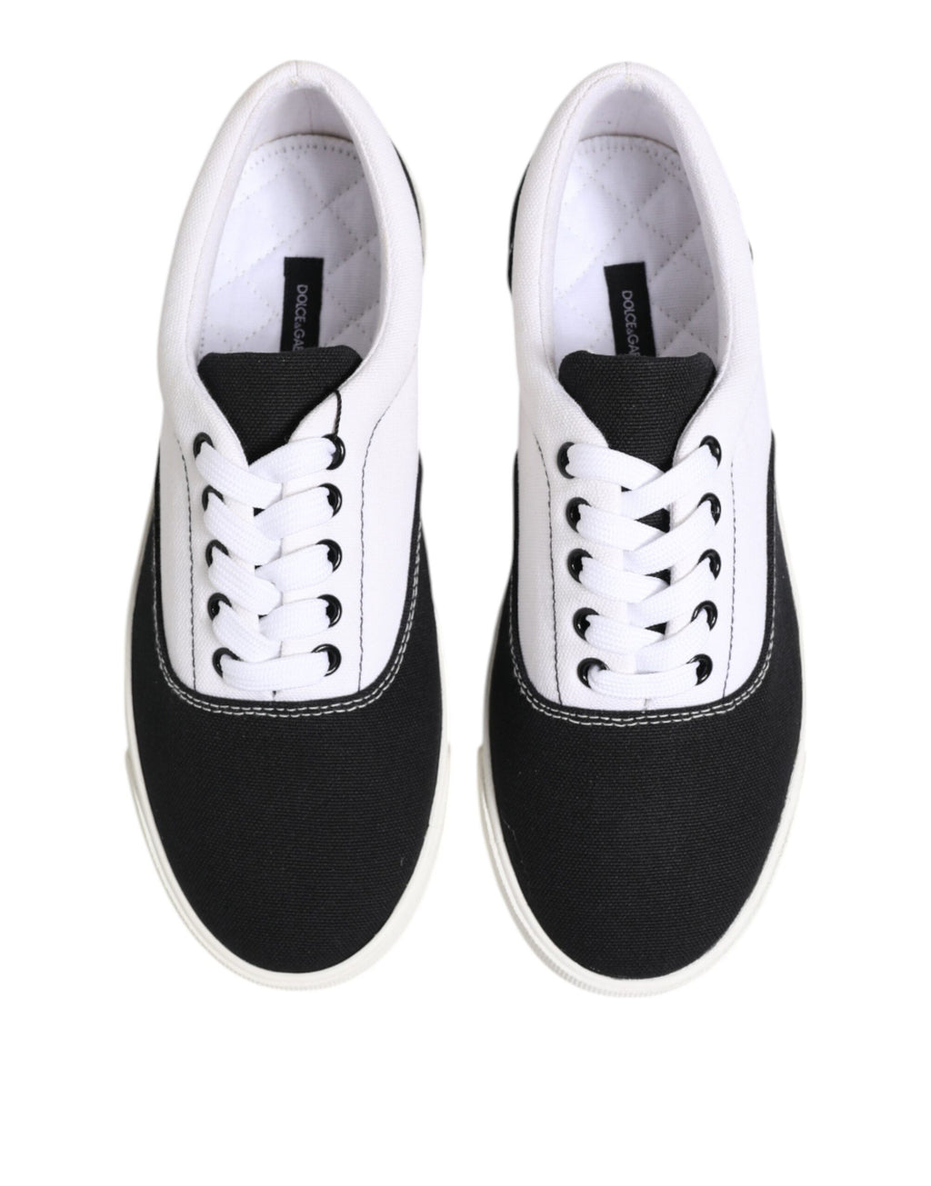 Dolce & Gabbana Black Cotton Canvas Lace Up Men Sneakers Shoes