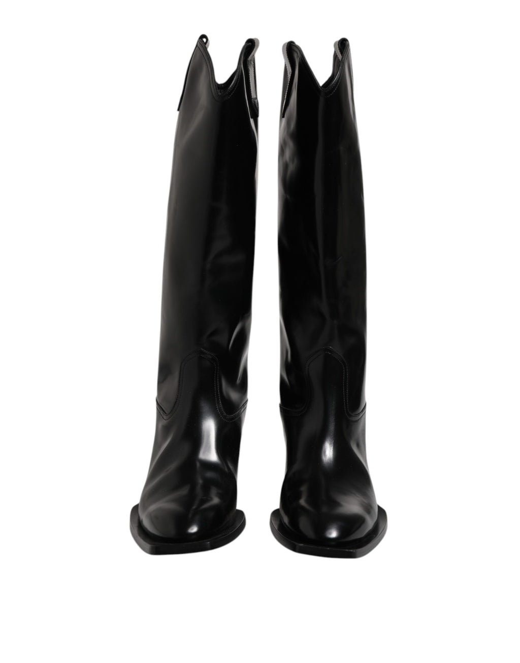 Dolce & Gabbana Black Calfskin Leather Logo High Boots Shoes