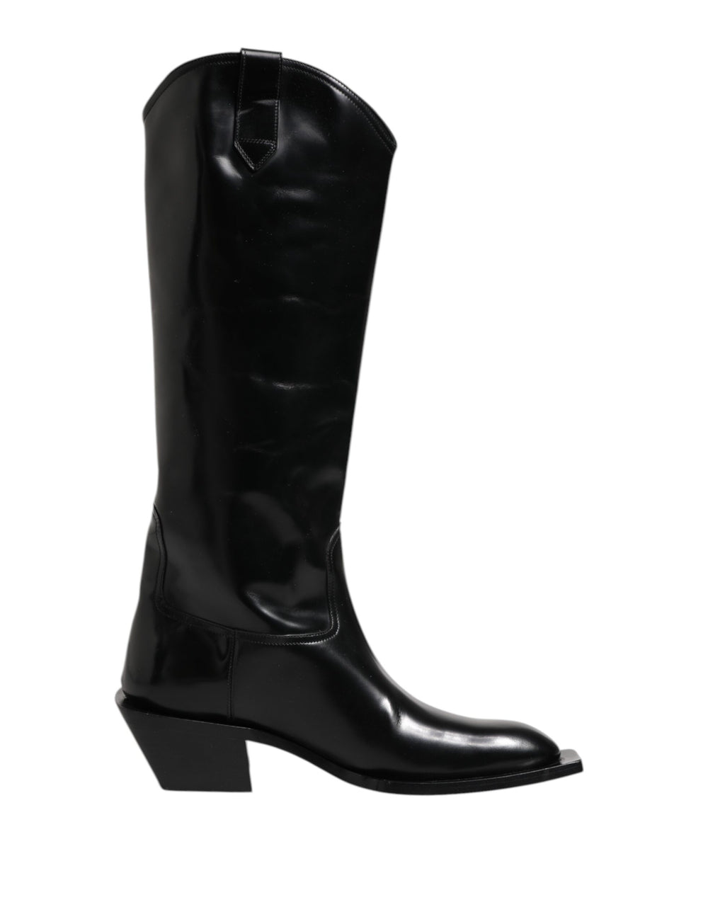 Dolce & Gabbana Black Calfskin Leather Logo High Boots Shoes