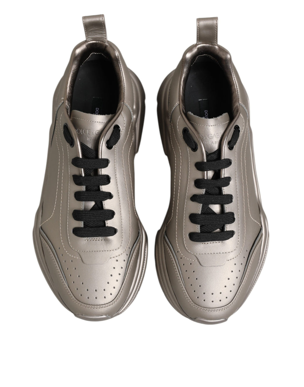 Dolce & Gabbana Silver DAYMASTER Leather Men Sneakers Shoes