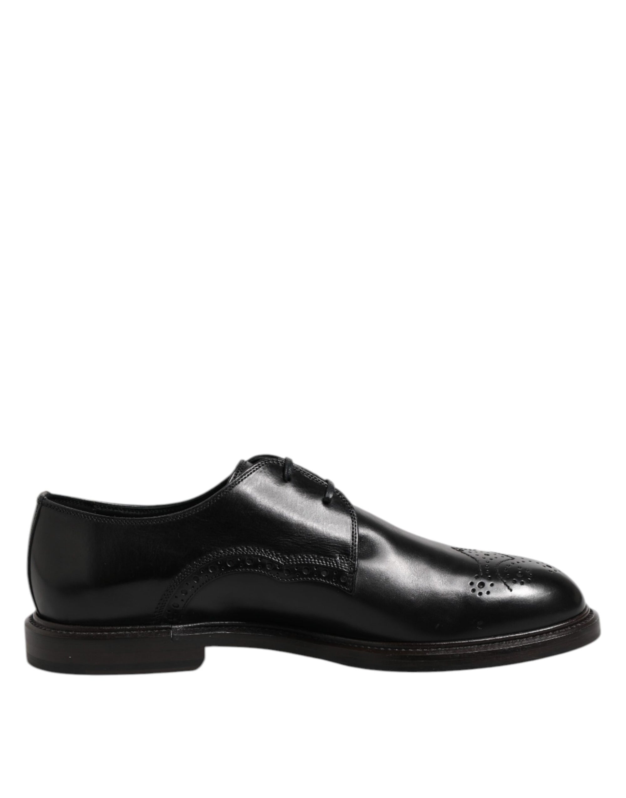 Dolce & Gabbana Black Leather Derby Wingtip Formal Shoes
