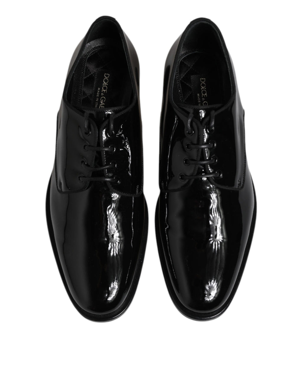 Dolce & Gabbana Black Patent Leather Derby Formal Dress Shoes