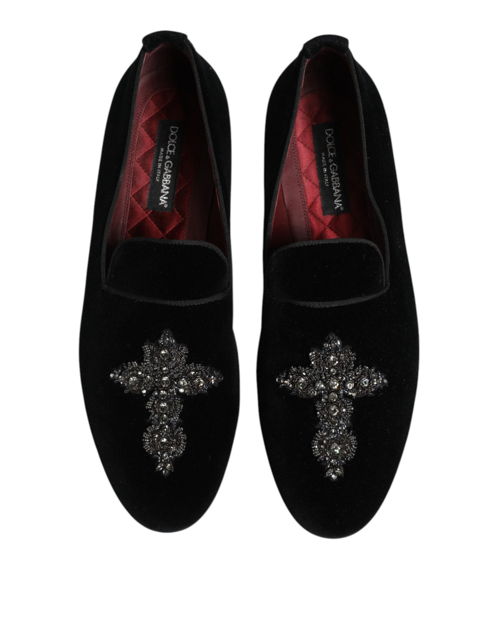 Dolce & Gabbana Black Velvet Crystal Crown Formal Dress Shoes