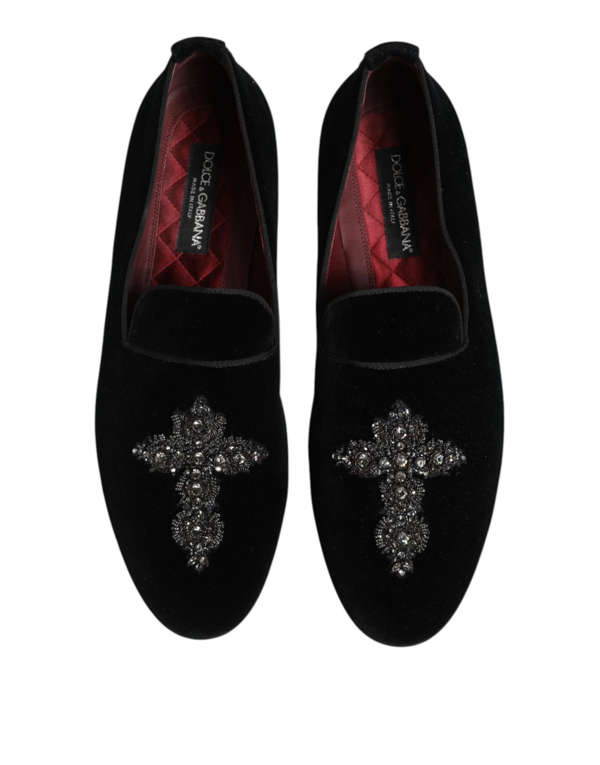 Dolce & Gabbana Black Velvet Crystal Crown Formal Dress Shoes