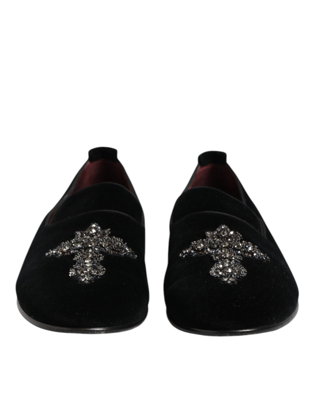 Dolce & Gabbana Black Velvet Crystal Crown Formal Dress Shoes
