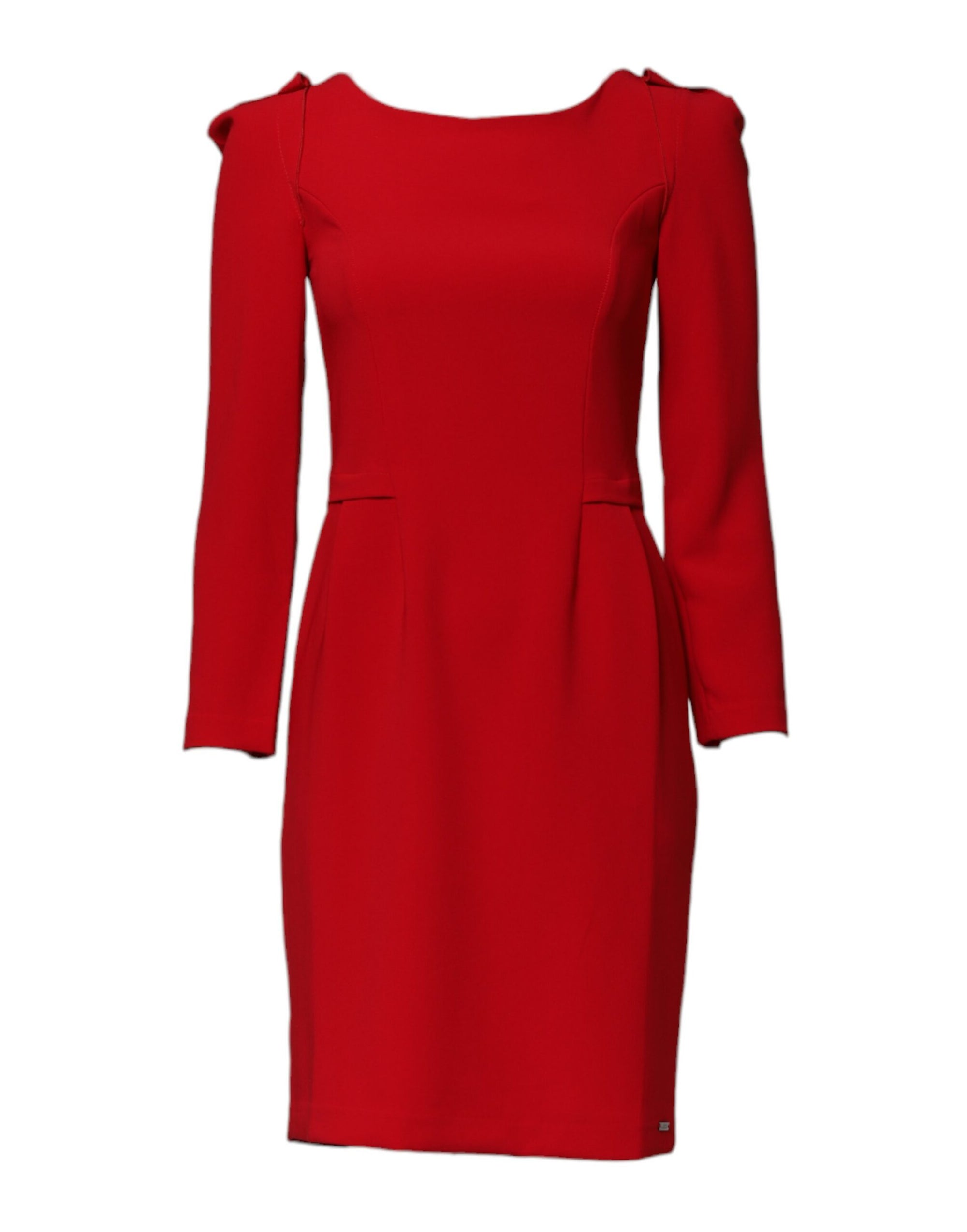 Armani Exchange Red Above Knee Long Sleeves Sheath Dress