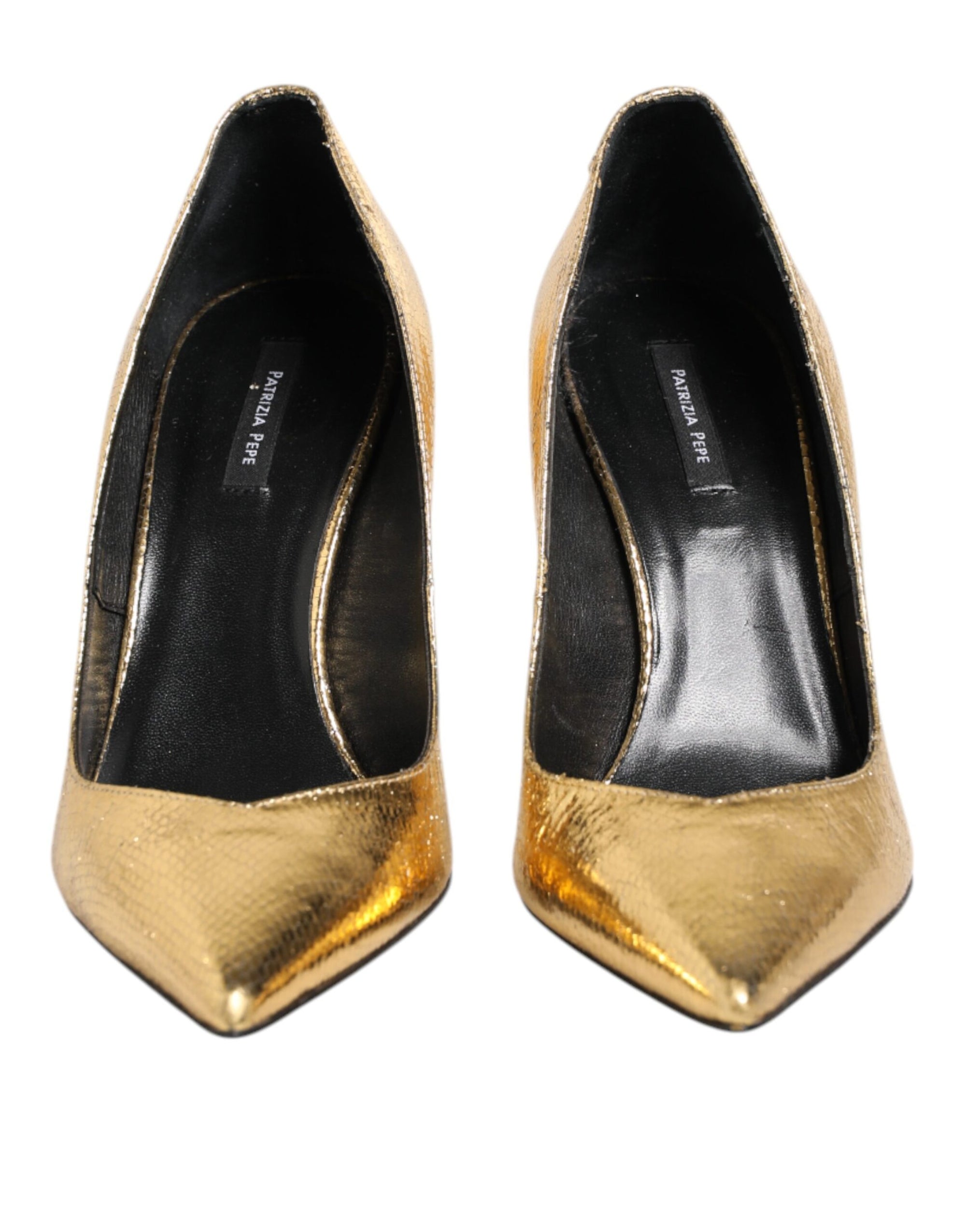 Patrizia Pepe Gold Patent Leather High Heels Pump Shoes