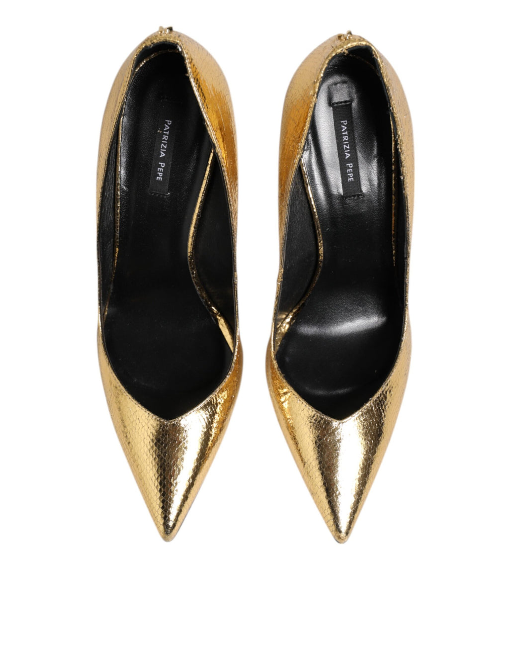 Patrizia Pepe Gold Patent Leather High Heels Pump Shoes