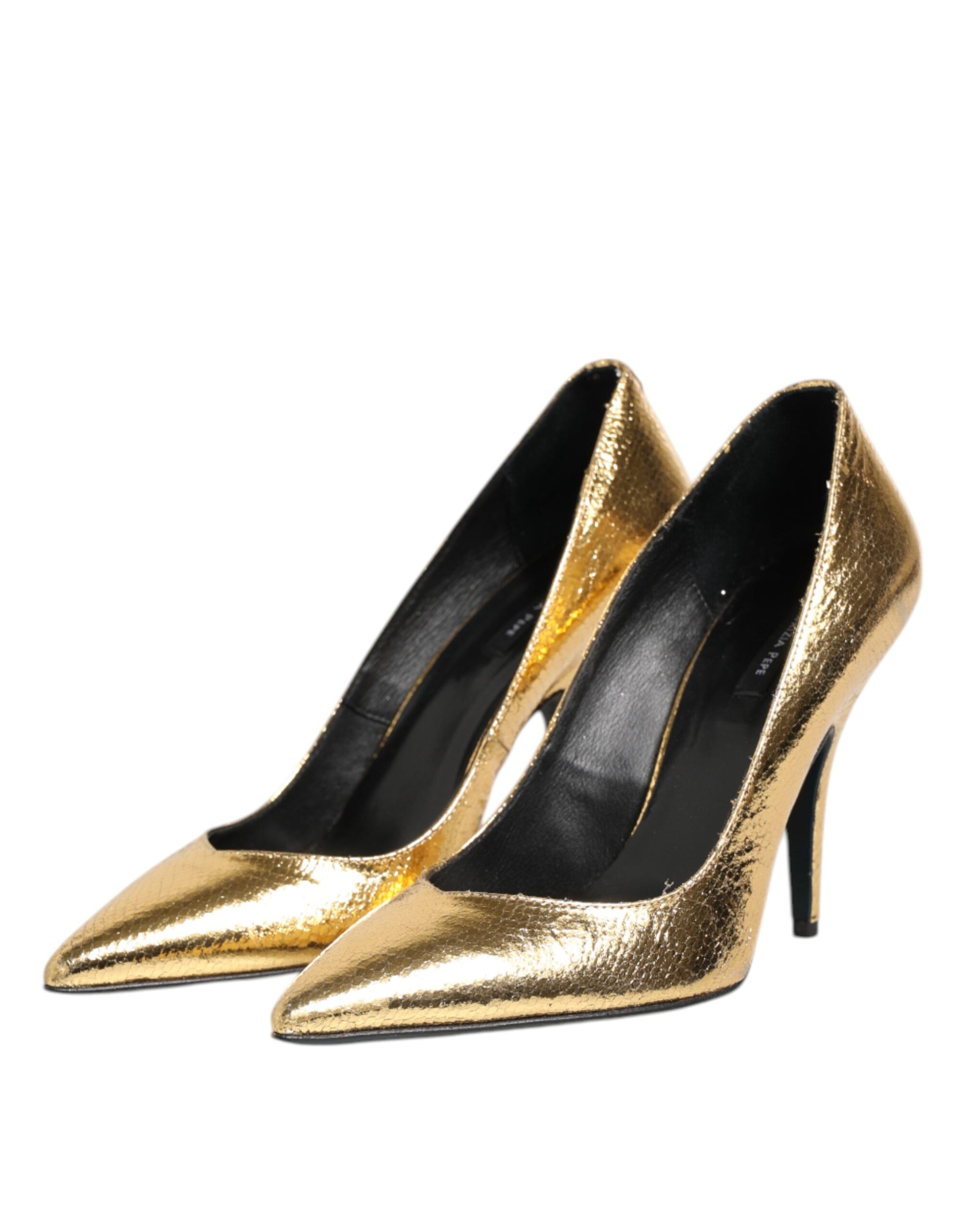 Patrizia Pepe Gold Patent Leather High Heels Pump Shoes