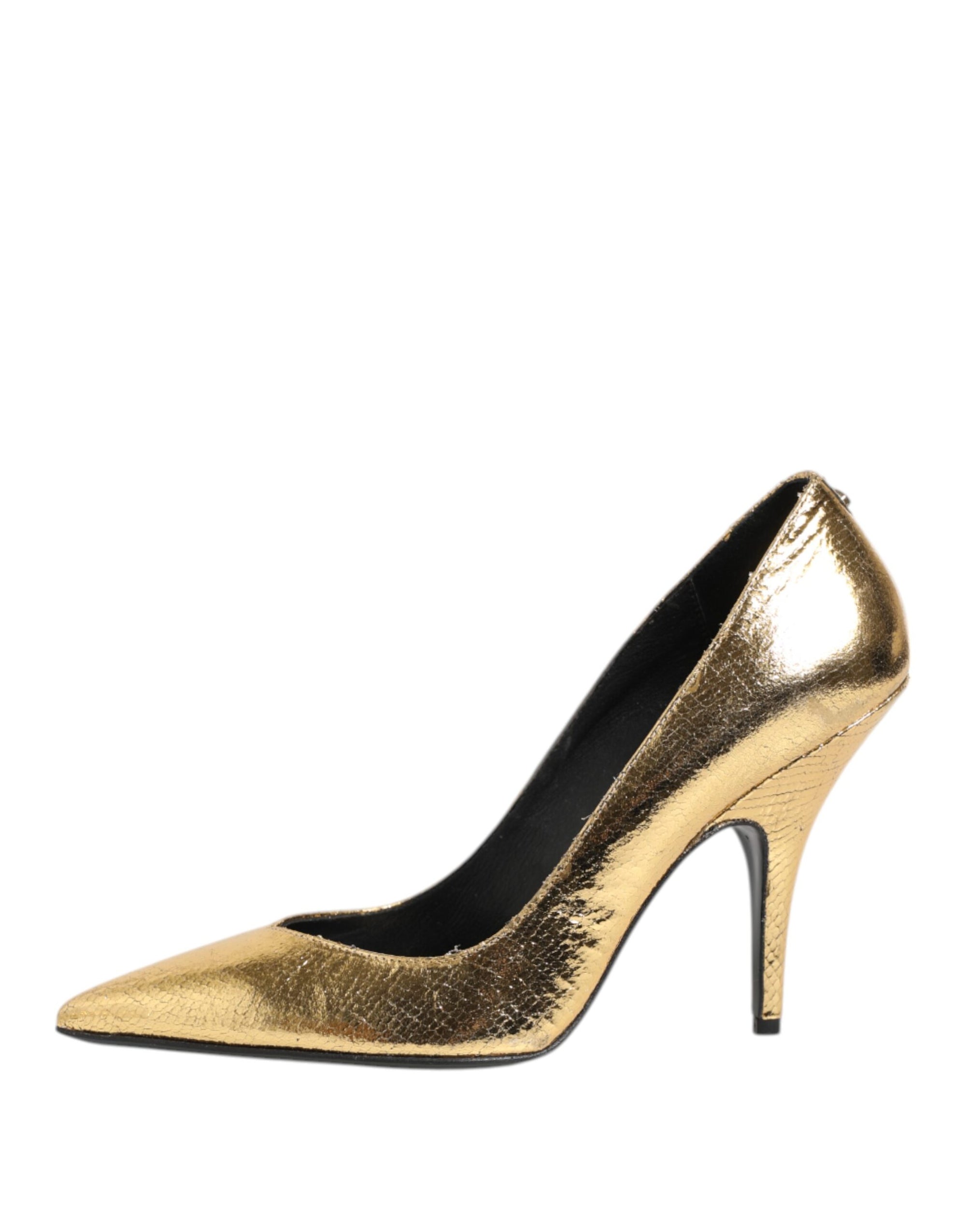 Patrizia Pepe Gold Patent Leather High Heels Pump Shoes